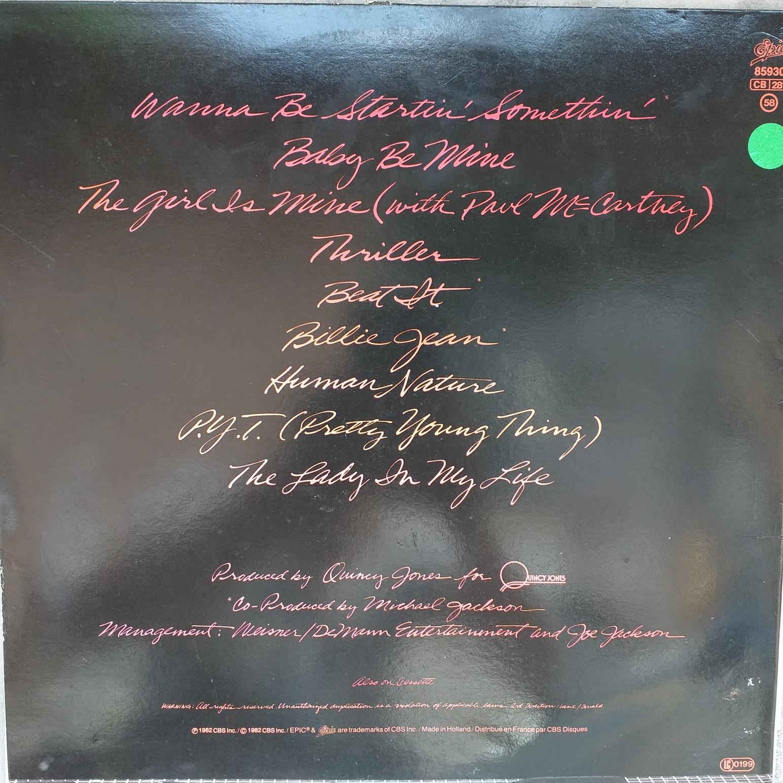 Michael Jackson – Thriller Disc vinil LP VG+ - imagine 3