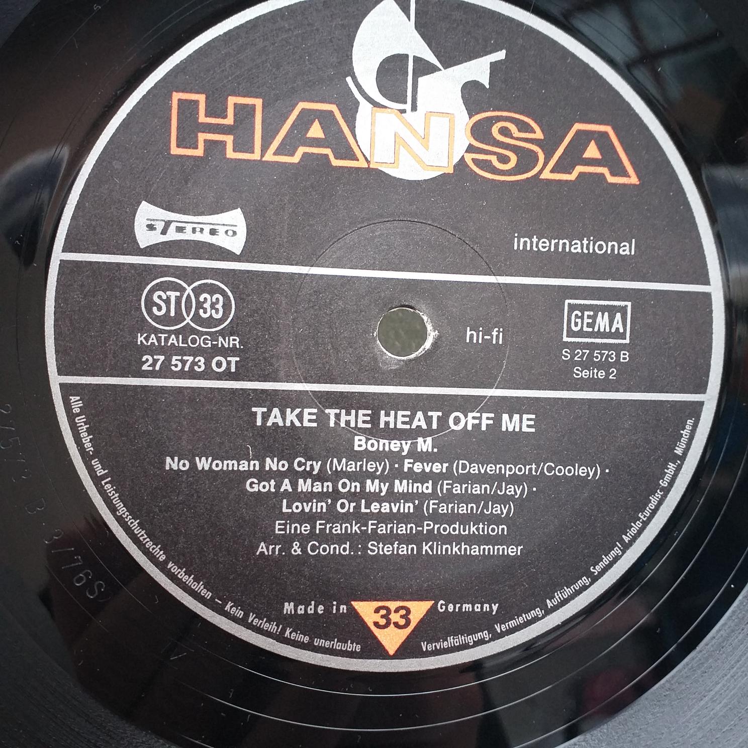 Boney M. – Take The Heat Off Me - Disc Vinil LP VG - imagine 2