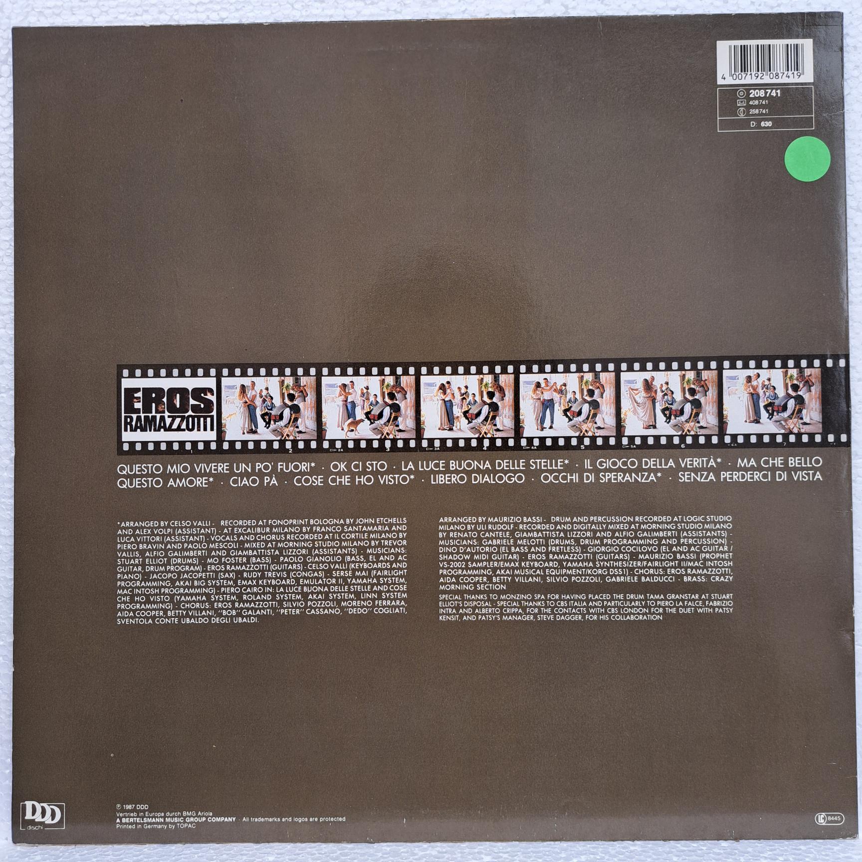 Eros Ramazzotti – In Certi Momenti - Disc VINIL LP VG+ - imagine 3