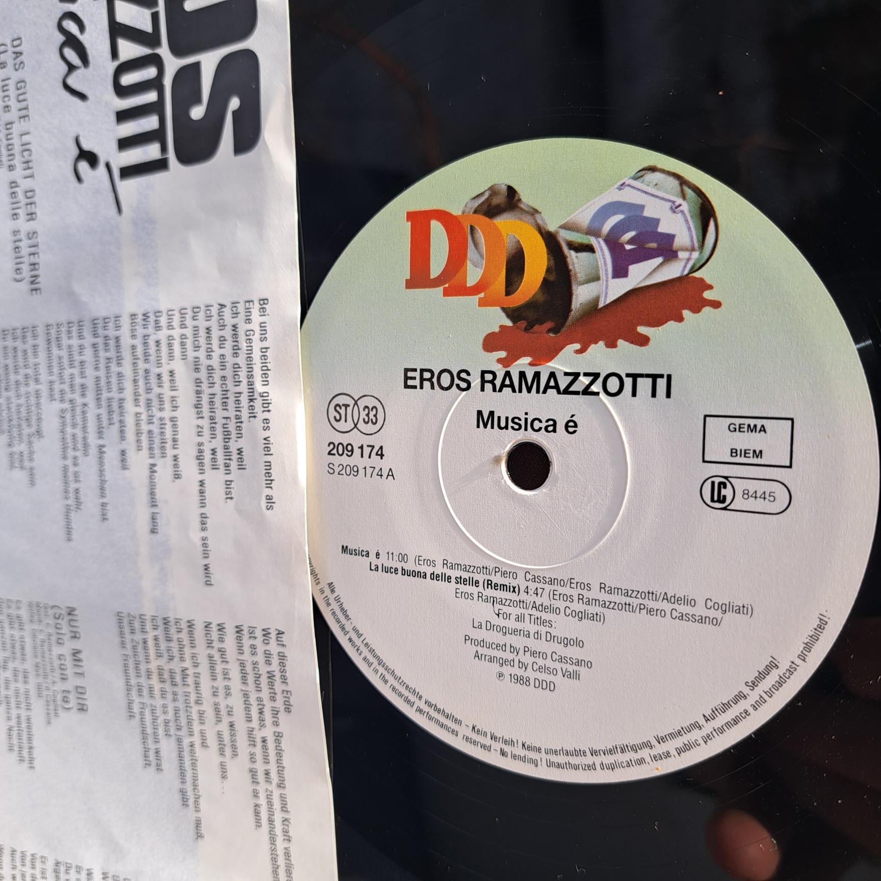 Eros Ramazzotti – Musica È - Disc VINIL LP VG+ - imagine 2