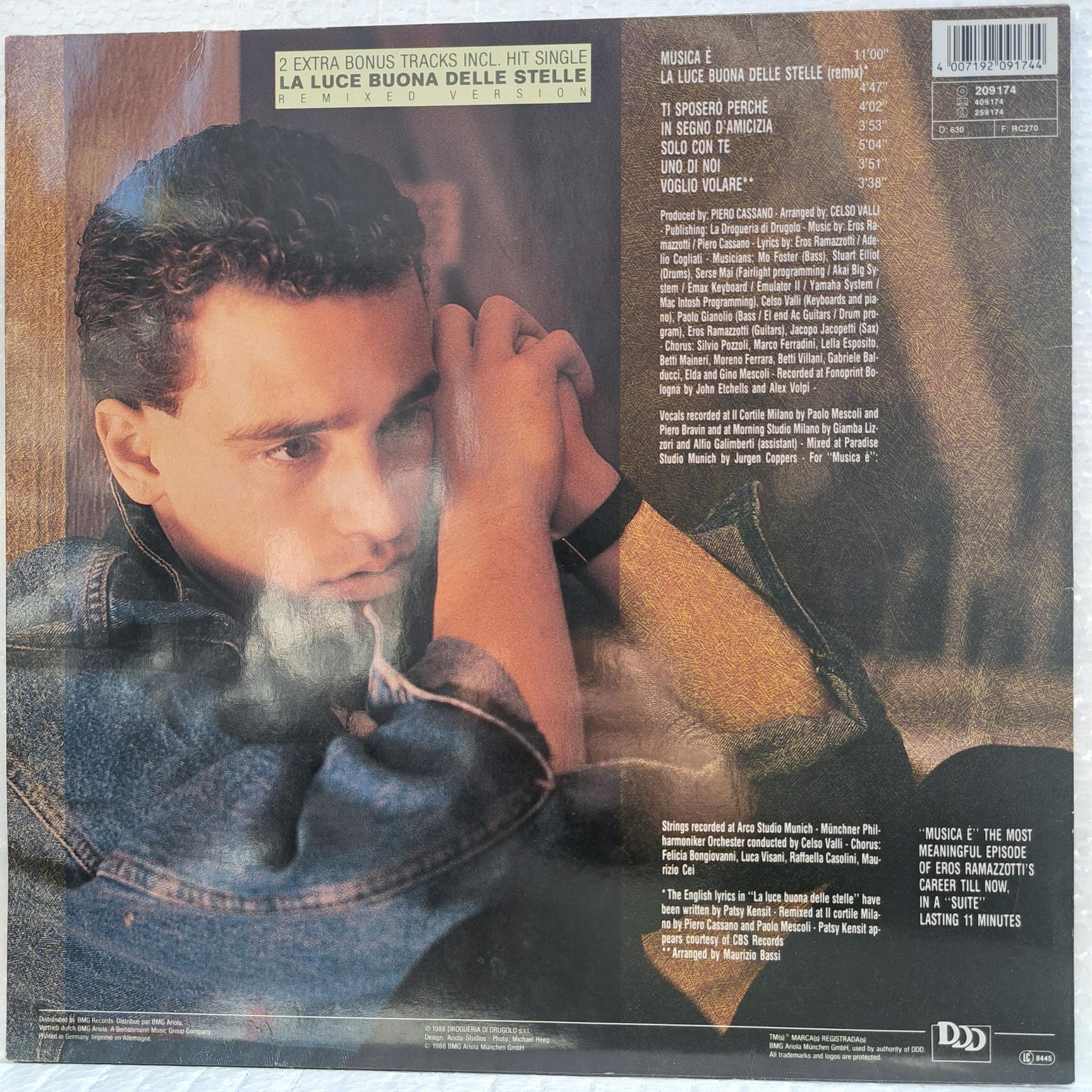 Eros Ramazzotti – Musica È - Disc VINIL LP VG+ - imagine 3