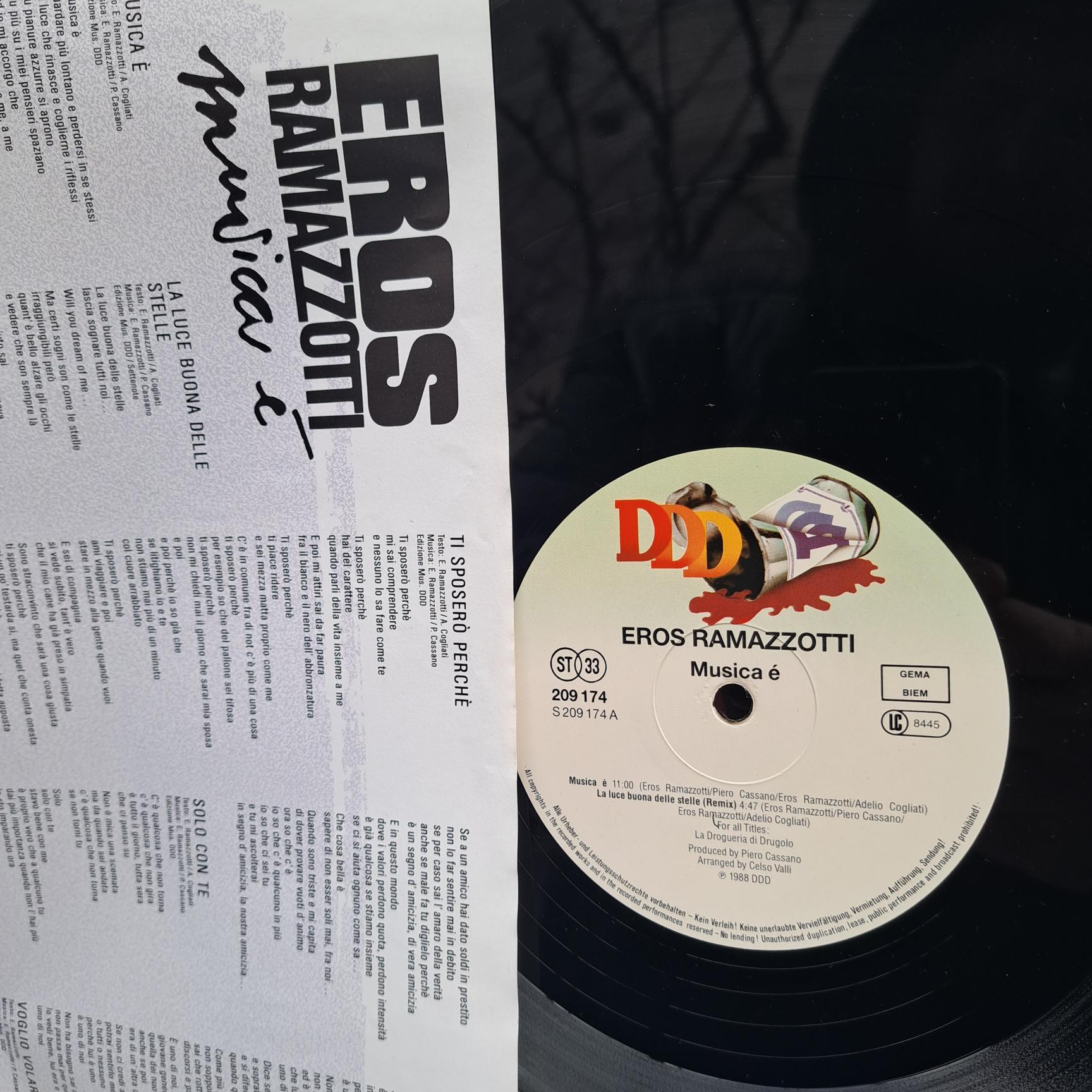 Eros Ramazzotti – Musica È - Disc VINIL LP VG VG+ - imagine 2
