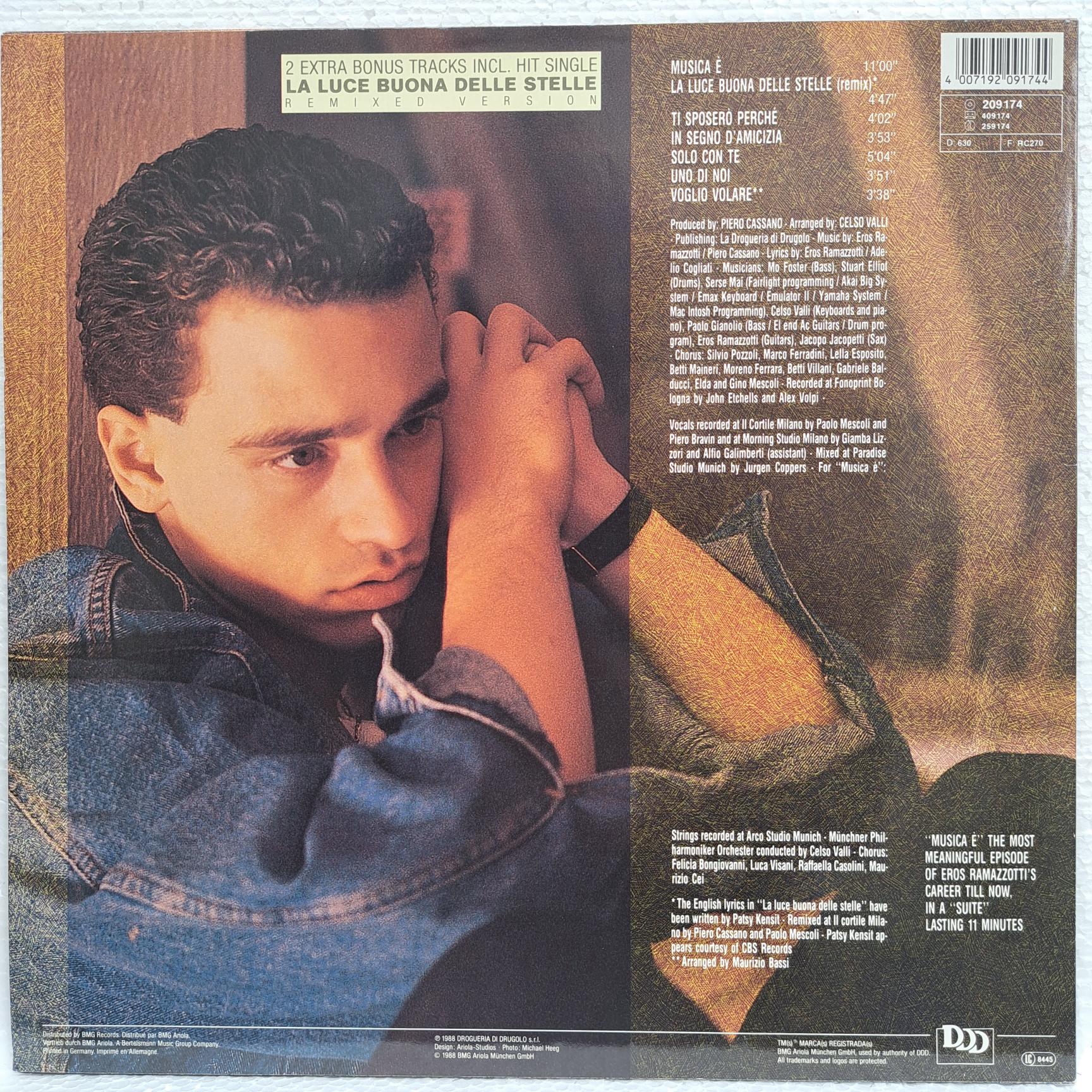 Eros Ramazzotti – Musica È - Disc VINIL LP VG VG+ - imagine 3