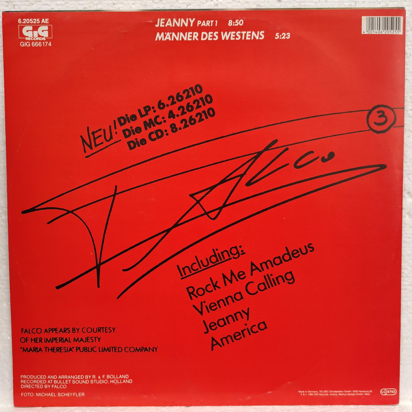 Falco – Jeanny Part 1 - Disc VINIL Maxi 45 RPM EX - imagine 3