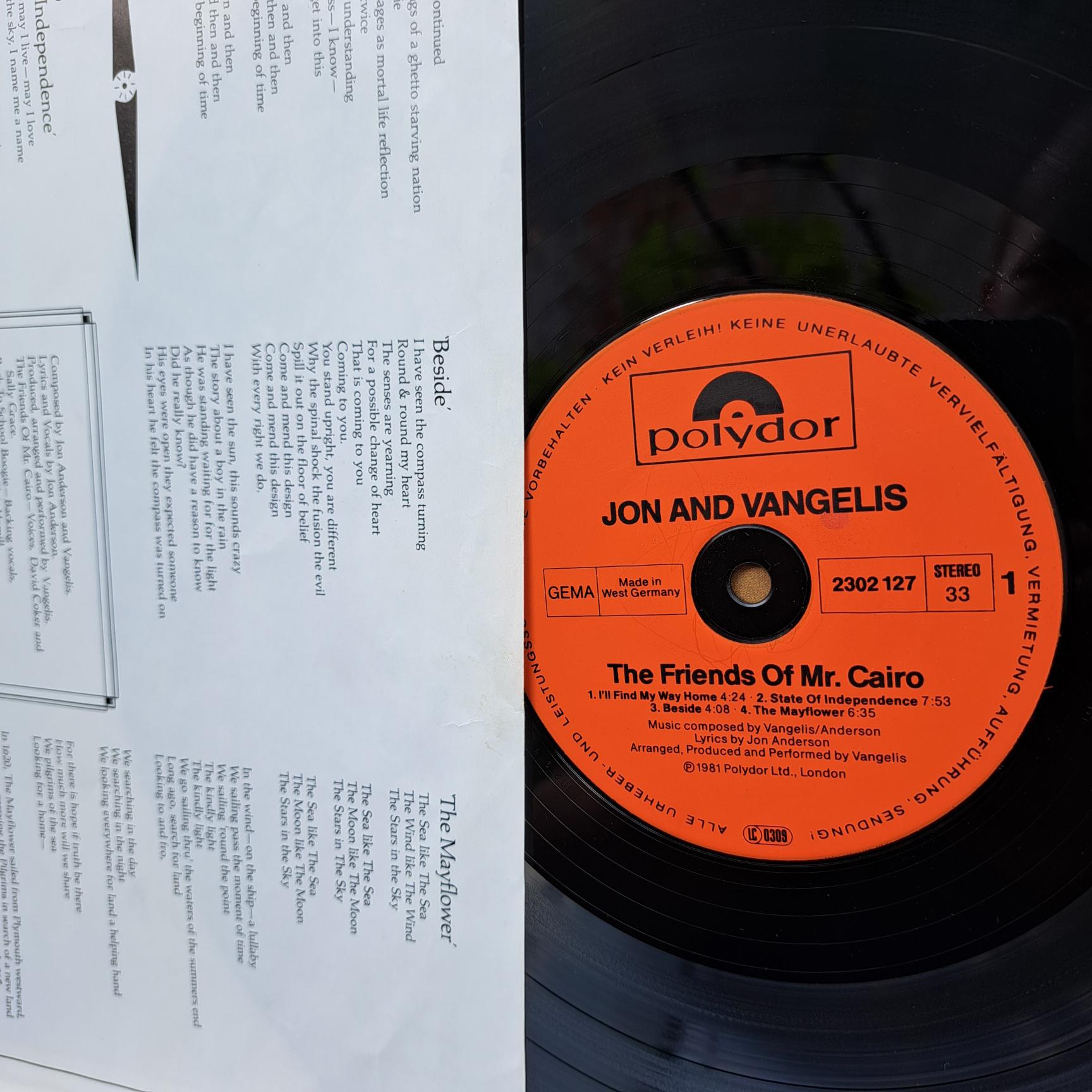 Jon And Vangelis – The Friends Of Mr Cairo - Disc VINIL LP EX - imagine 2
