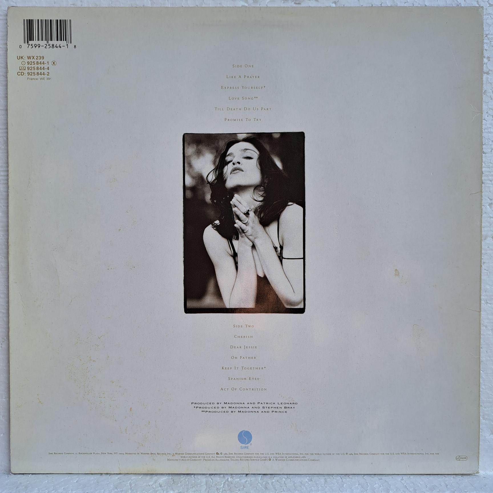 Madonna – Like A Prayer - Disc VINIL LP VG VG+ - imagine 3