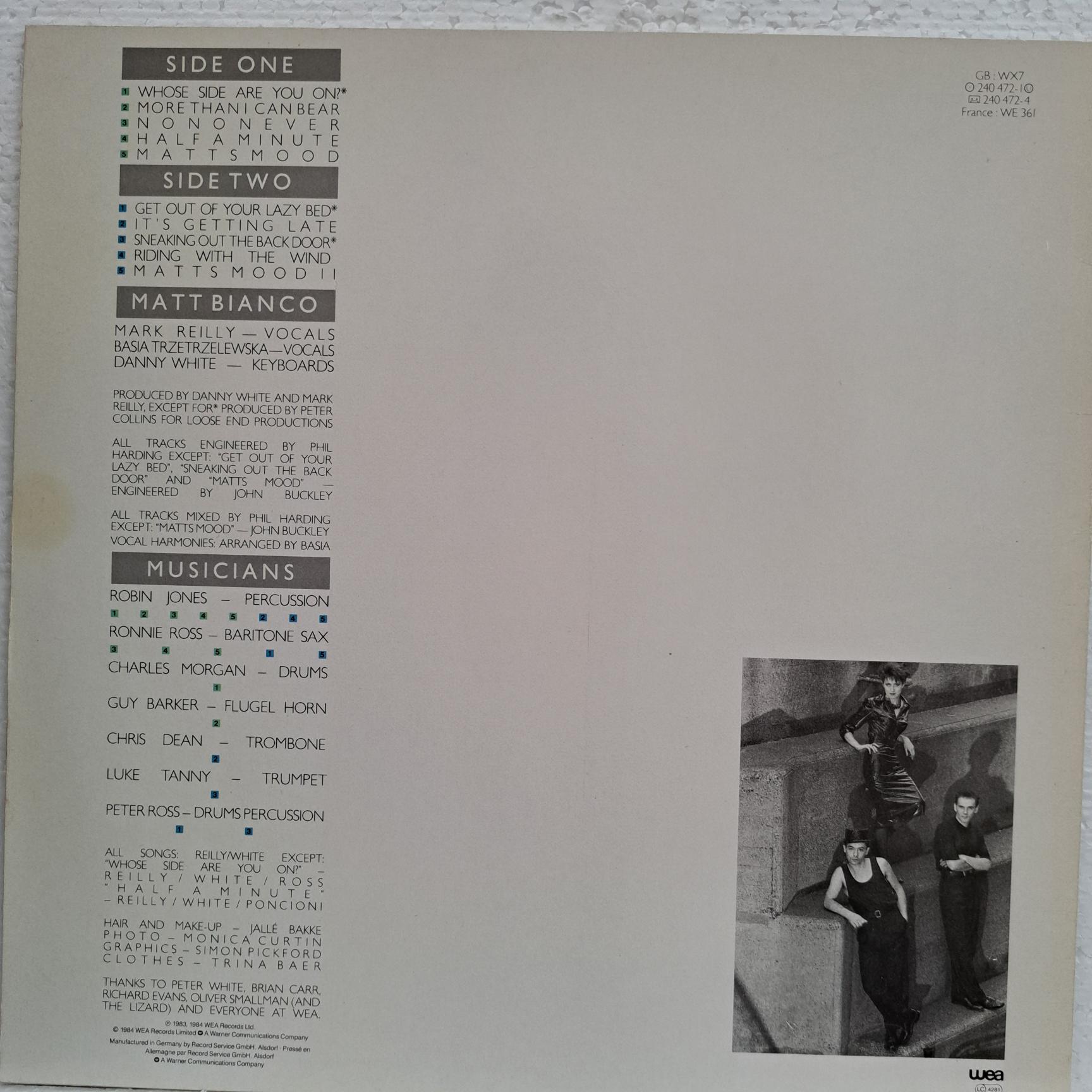 Matt Bianco – Whose Side Are You On - Disc VINIL LP VG VG+ - imagine 3