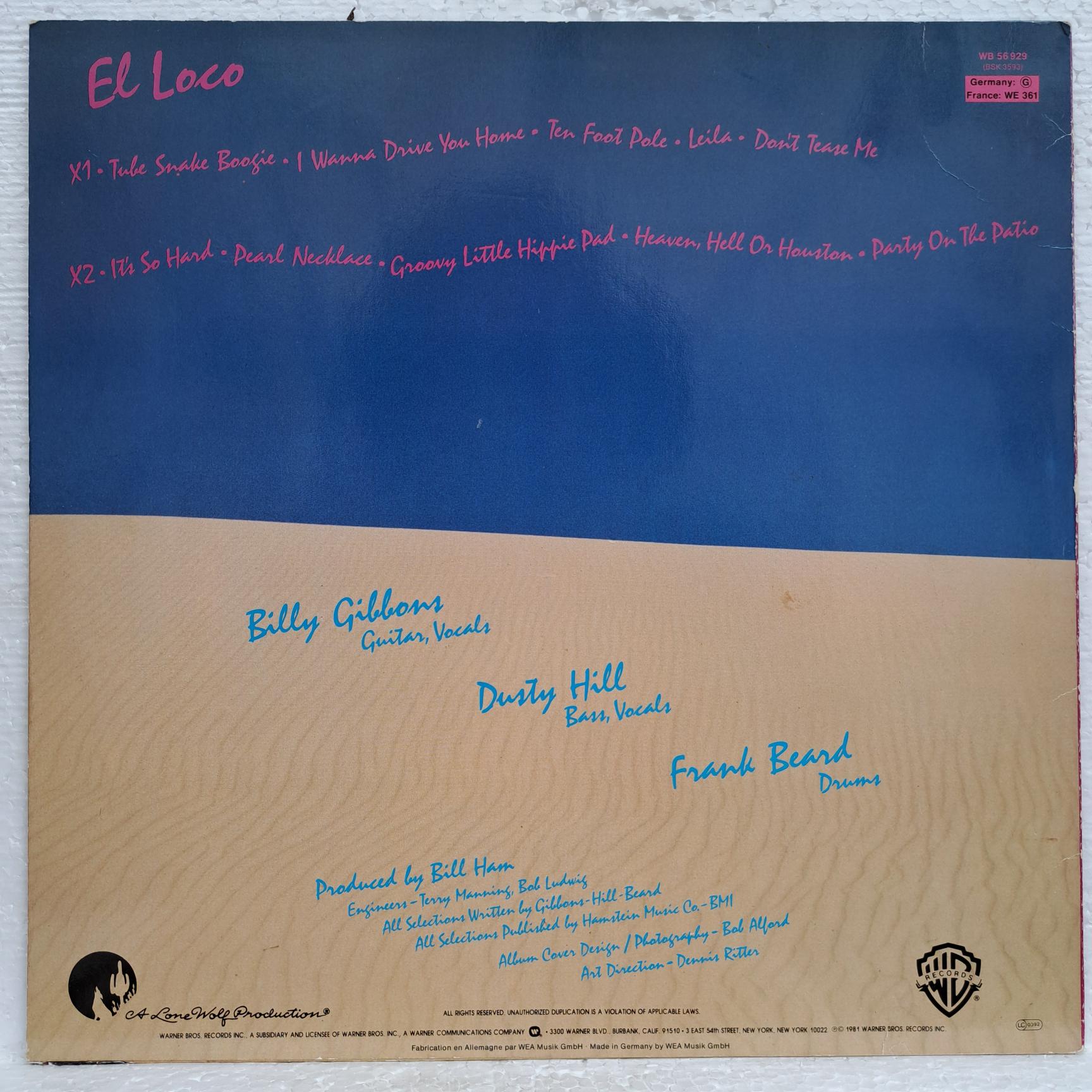 ZZ Top – El Loco - Disc VINIL VG - imagine 3