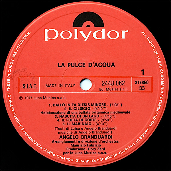 Angelo Branduardi – La Pulce D'Acqua - Disc Vinil LP EX - imagine 2