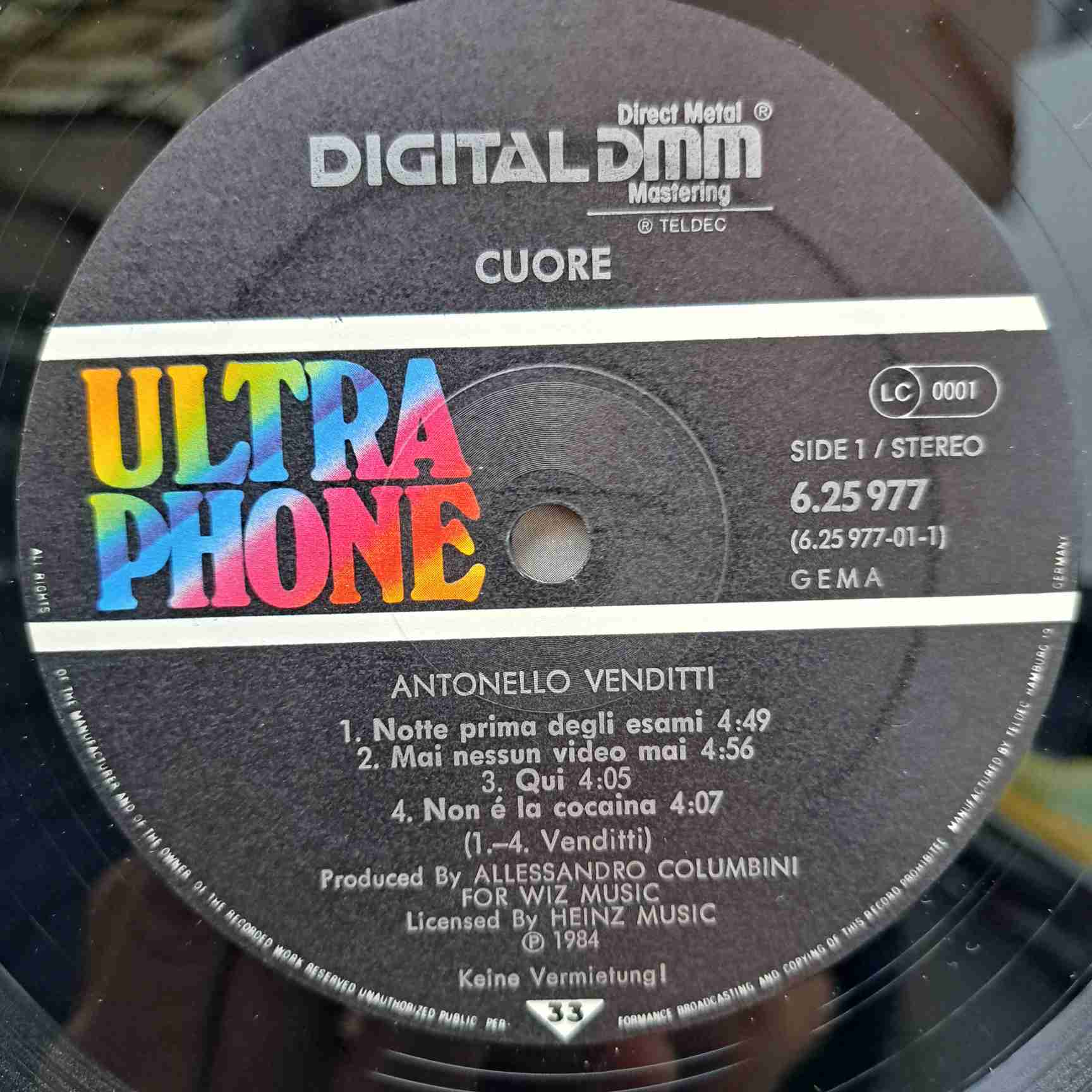 Antonello Venditti – Cuore - Disc VINIL LP VG+ - imagine 2