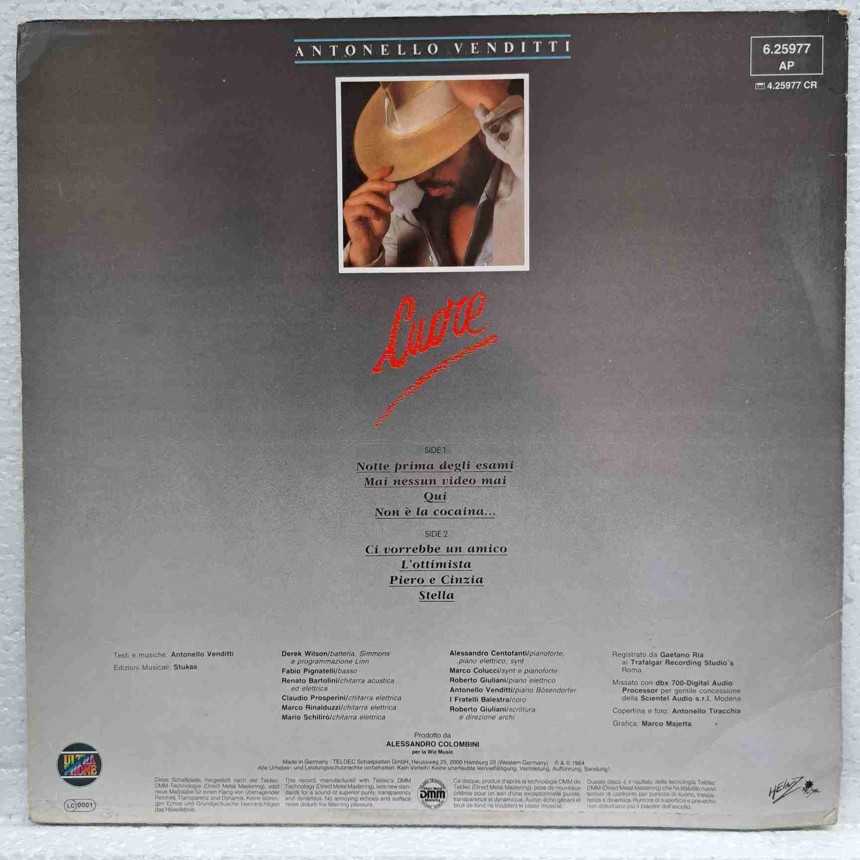 Antonello Venditti – Cuore - Disc VINIL LP VG+ - imagine 3