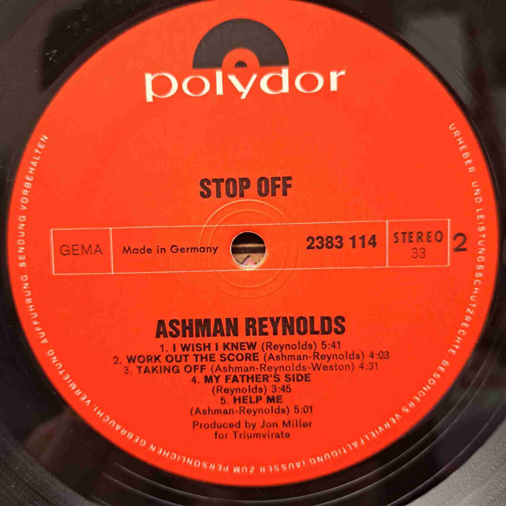 Ashman Reynolds – Stop Off - Disc VINIL LP VG - imagine 2