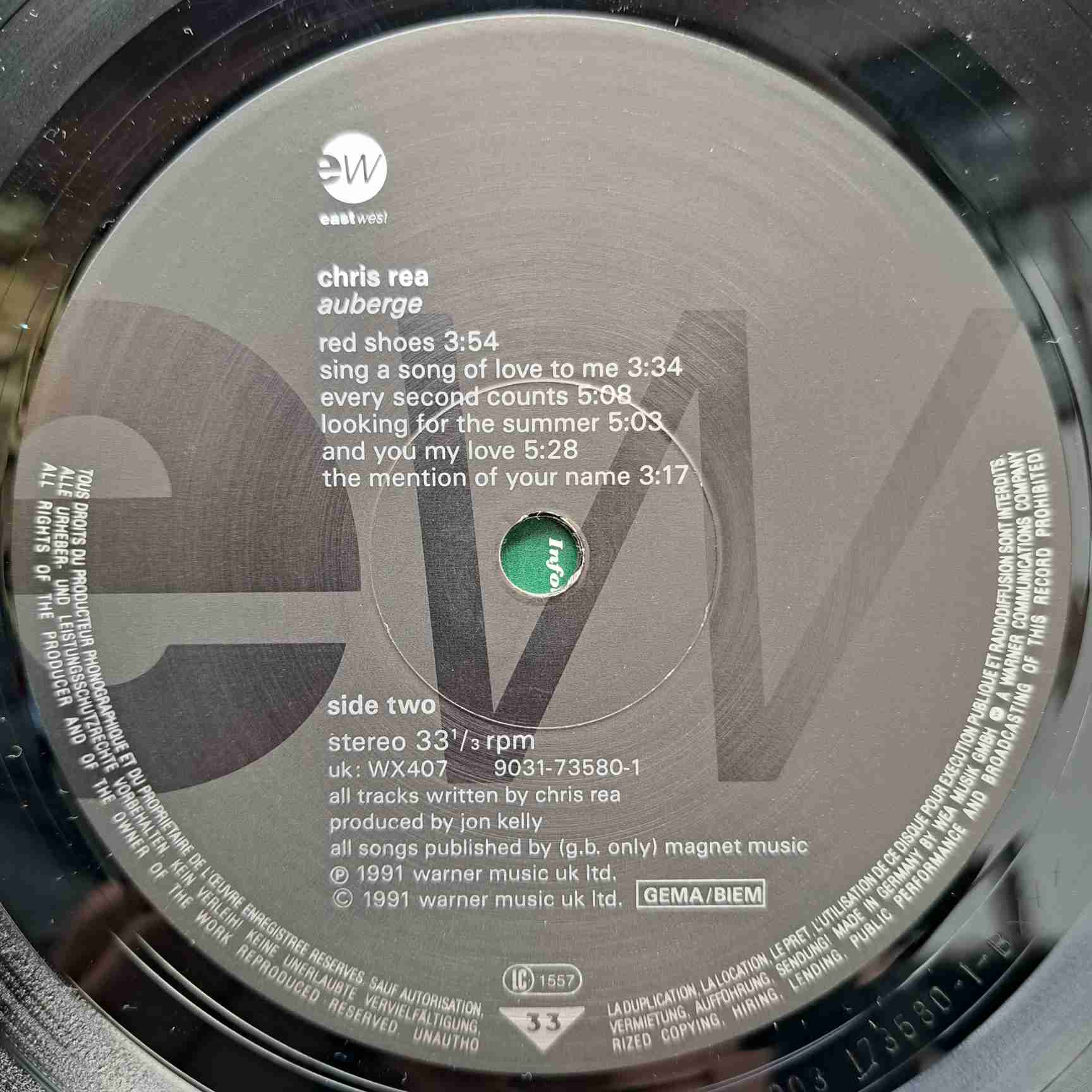 Chris Rea – Auberge - Disc VINIL LP VG+ zgăriat 5mm - imagine 2