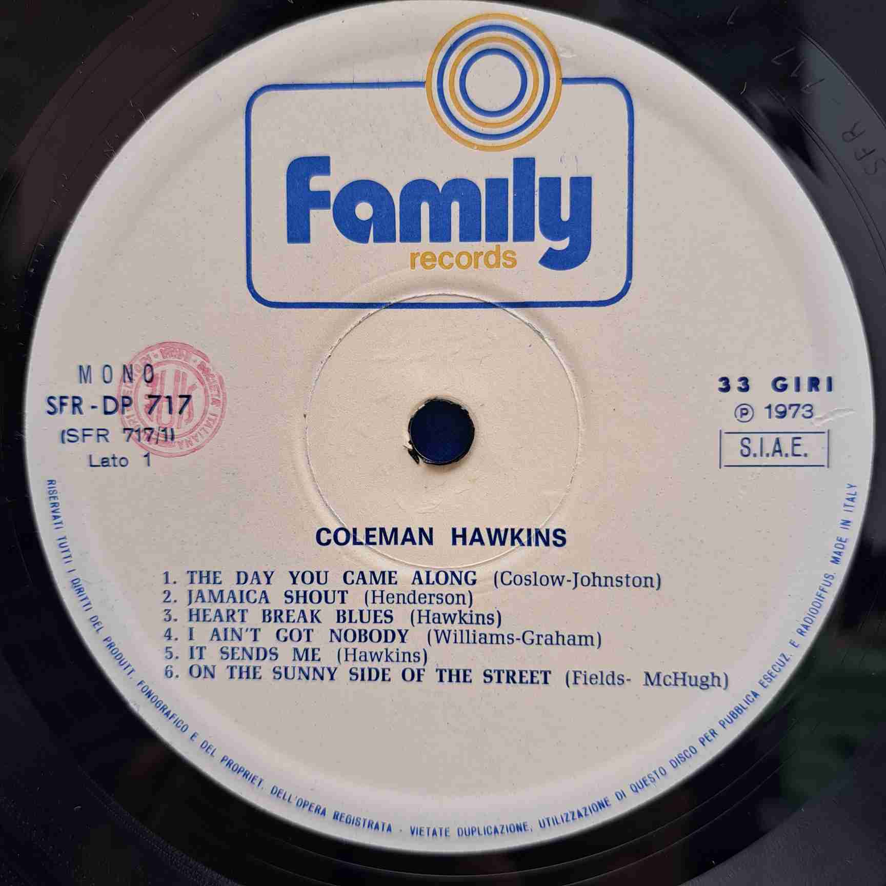 Coleman Hawkins – I Maestri Del Jazz: Coleman Hawkins - Disc VINIL LP VG VG+ - imagine 2