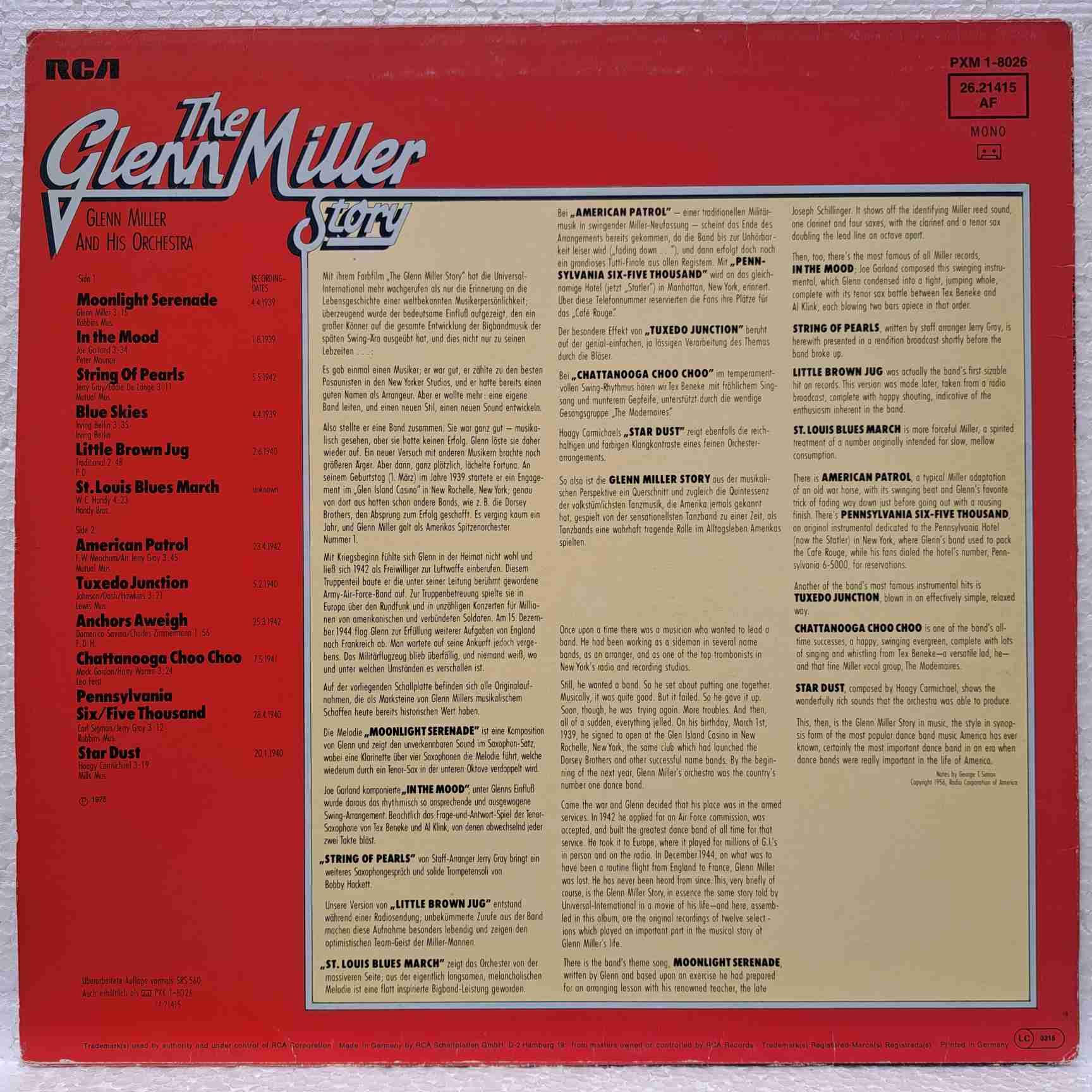 Glenn Miller And His Orchestra – The Glenn Miller Story, Volume 1- Disc VINIL LP VG - imagine 3