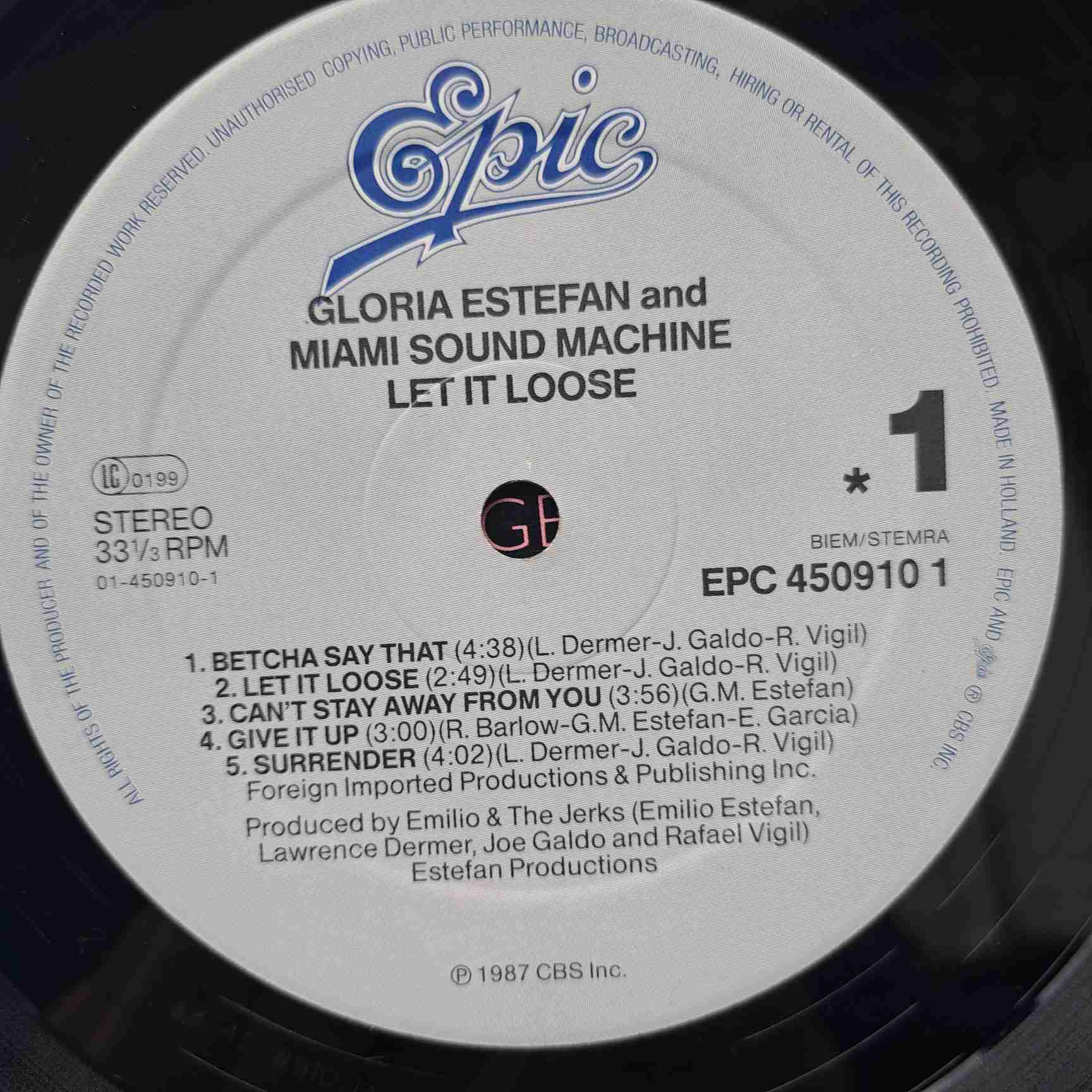Gloria Estefan And Miami Sound Machine – Let It Loose - Disc VINIL LP VG - imagine 2