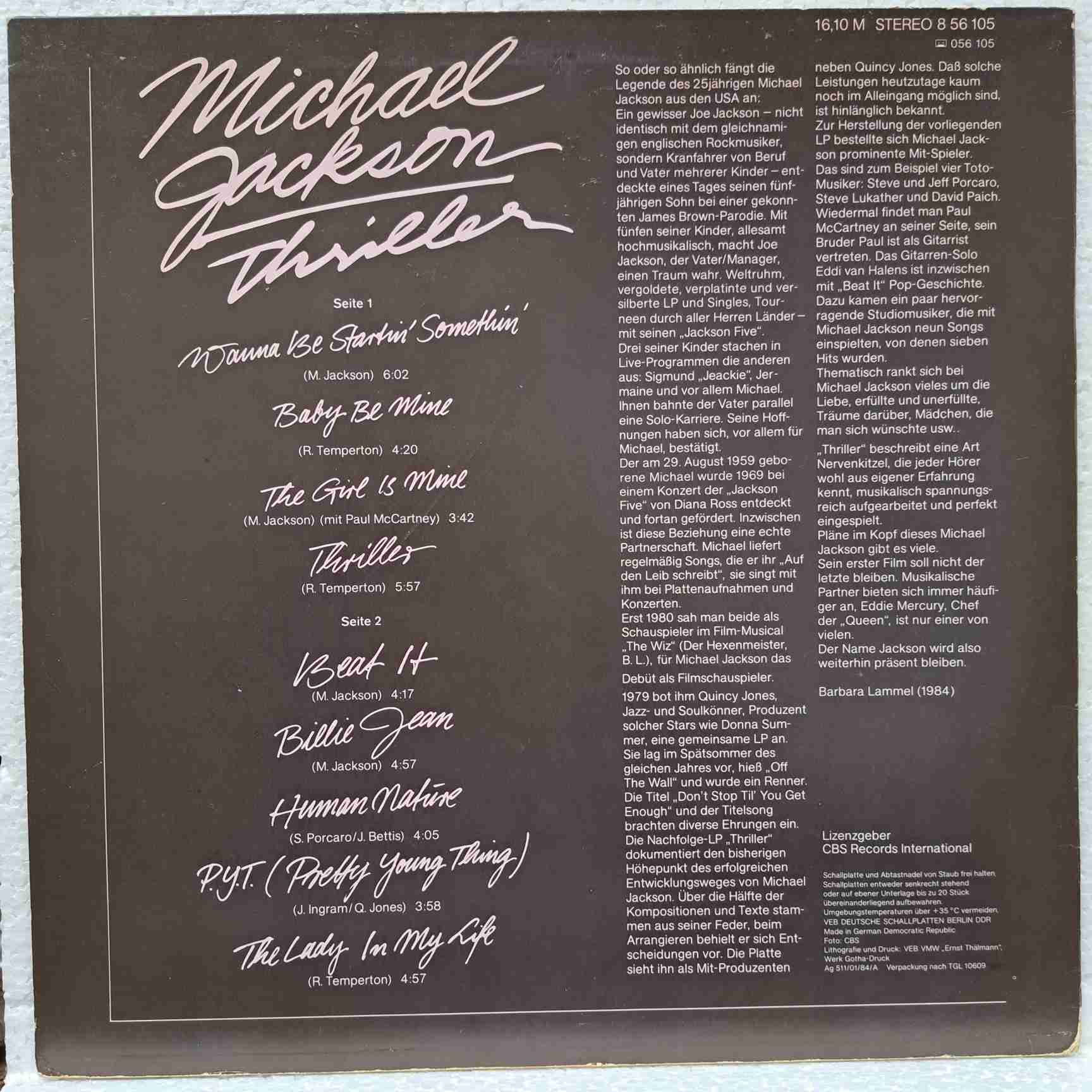 Michael Jackson – Thriller - Disc VINIL LP VG+ AMIGA - imagine 3