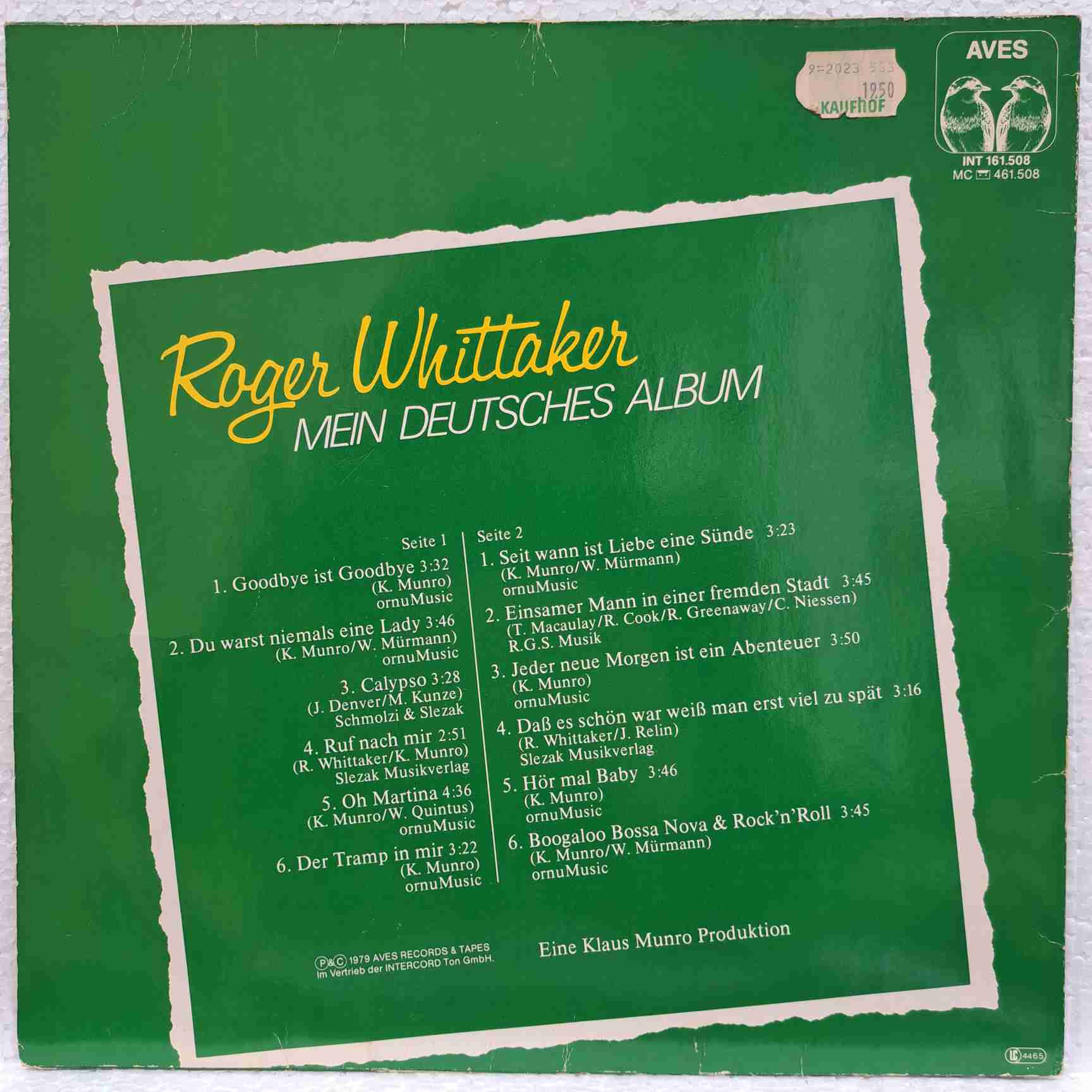 Roger Whittaker – Mein Deutsches Album - Disc VINIL LP VG VG+ - imagine 3