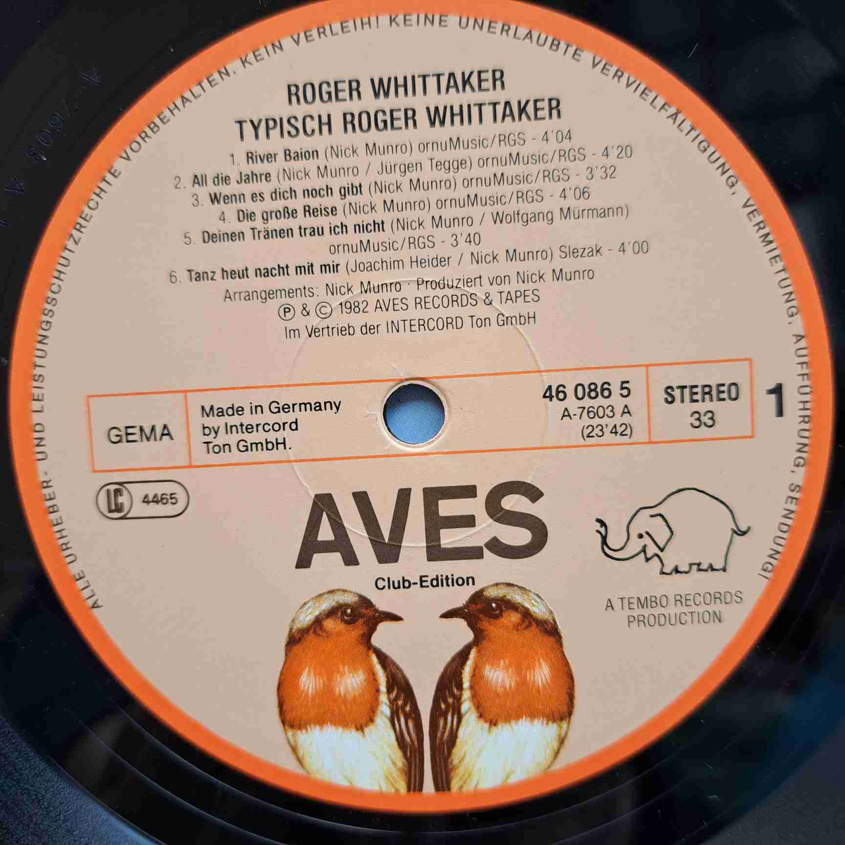 Roger Whittaker – Typisch Roger Whittaker - Disc VINIL LP VG+ - imagine 2