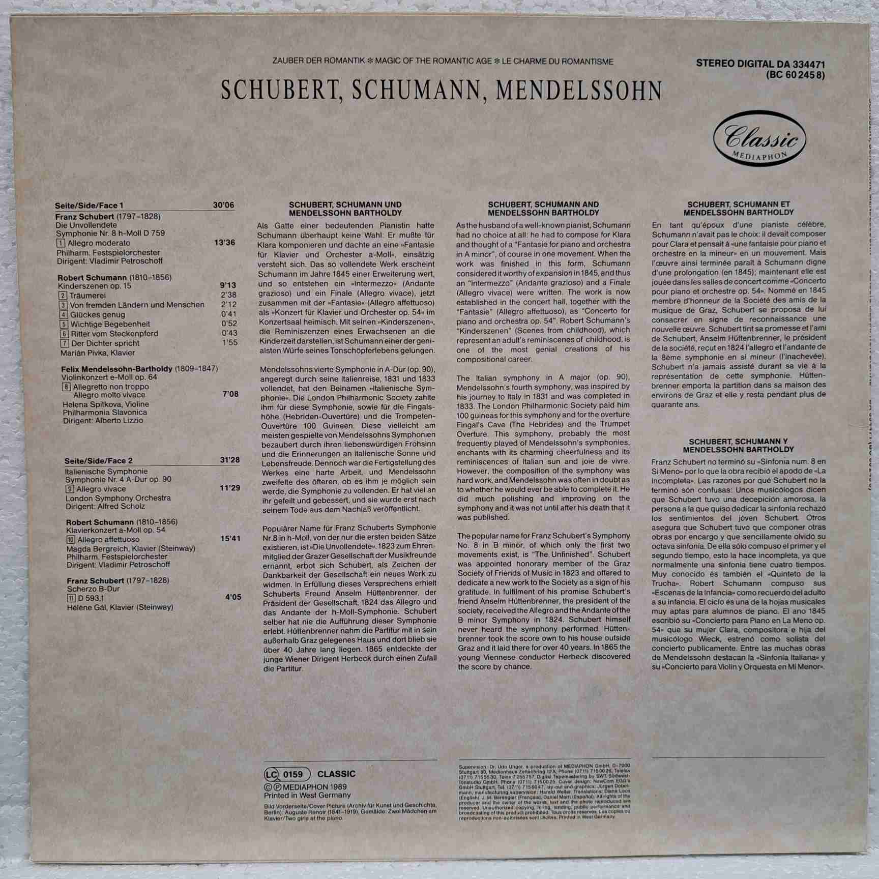 Schubert, Schumann, Medelssohn - Disc VINIL LP VG VG+ - imagine 3