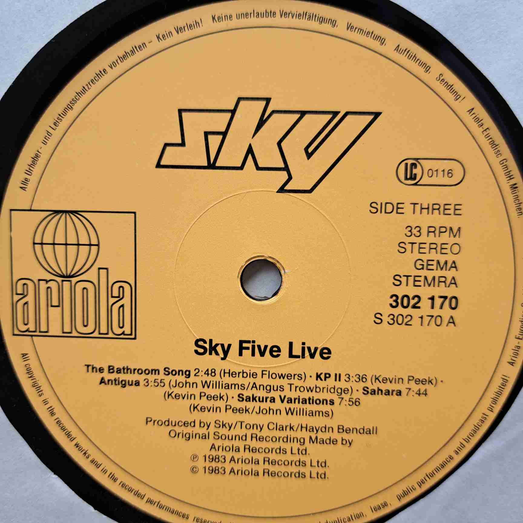 Sky – Sky Five Live - Disc VINIL 2LP VG+ - imagine 2