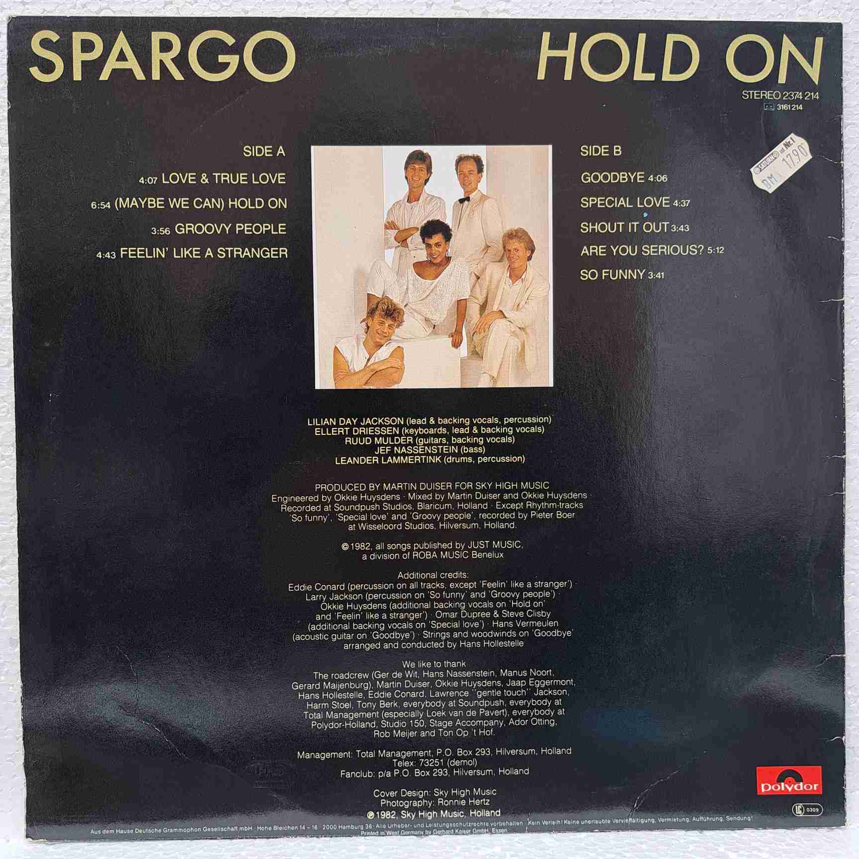 Spargo – Hold On - Disc VINIL LP VG+ - imagine 3