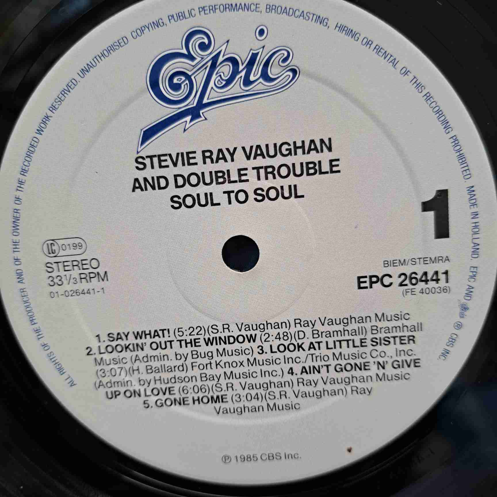 Stevie Ray Vaughan And Double Trouble – Soul To Soul - Disc VINIL LP VG+ - imagine 2