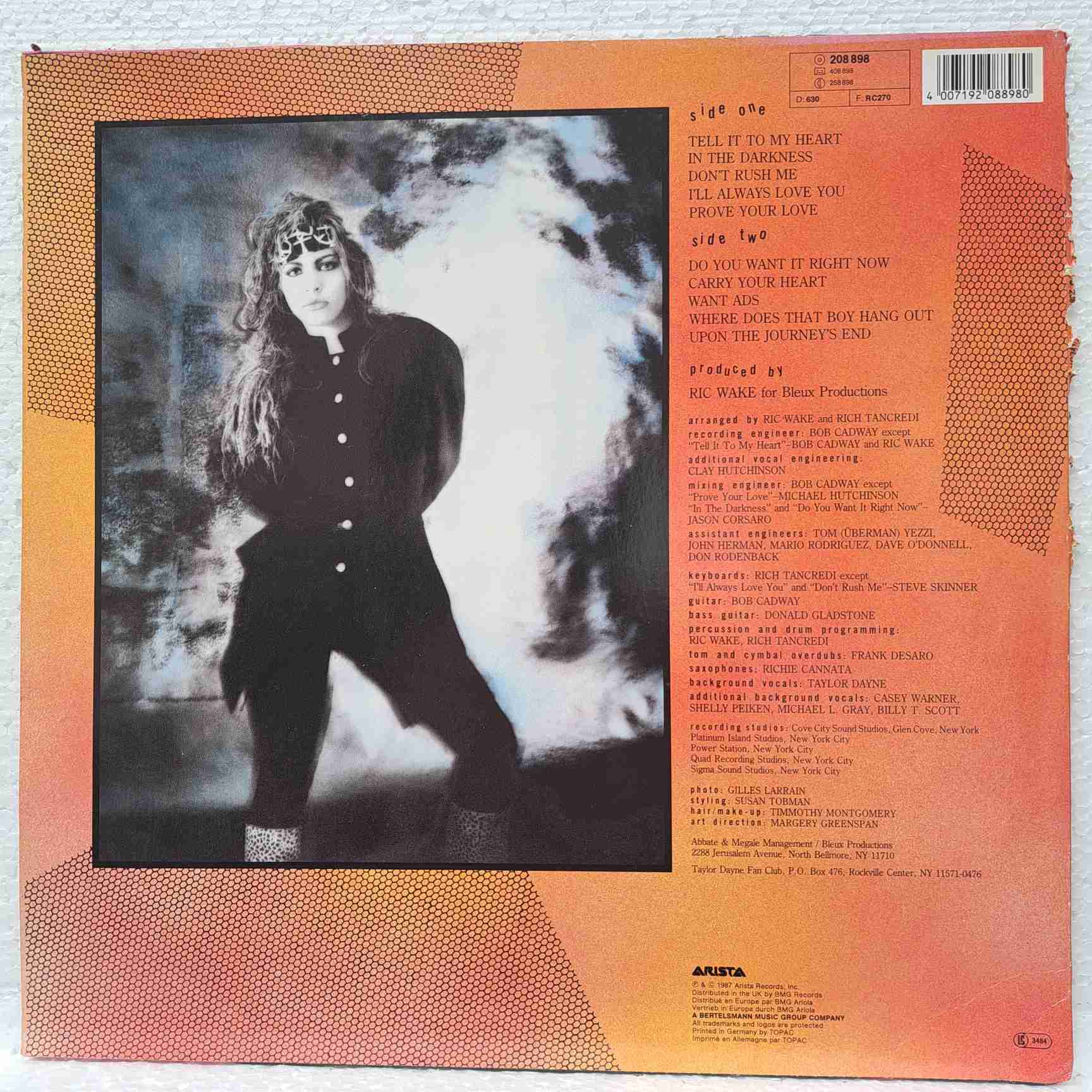 Taylor Dayne – Tell It To My Heart - Disc VINIL LP VG - imagine 3