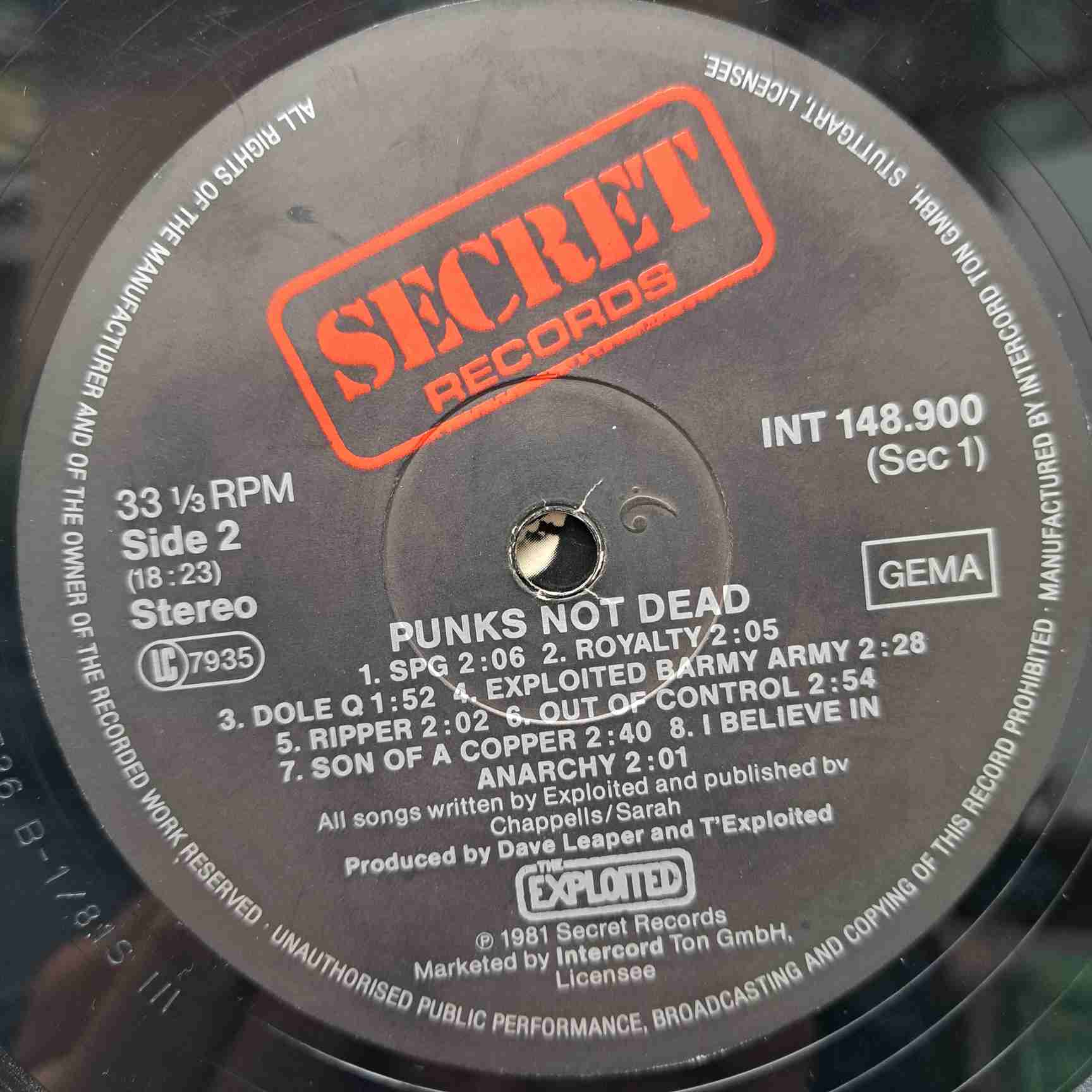 The Exploited – Punks Not Dead - Disc VINIL LP VG VG+ - imagine 2