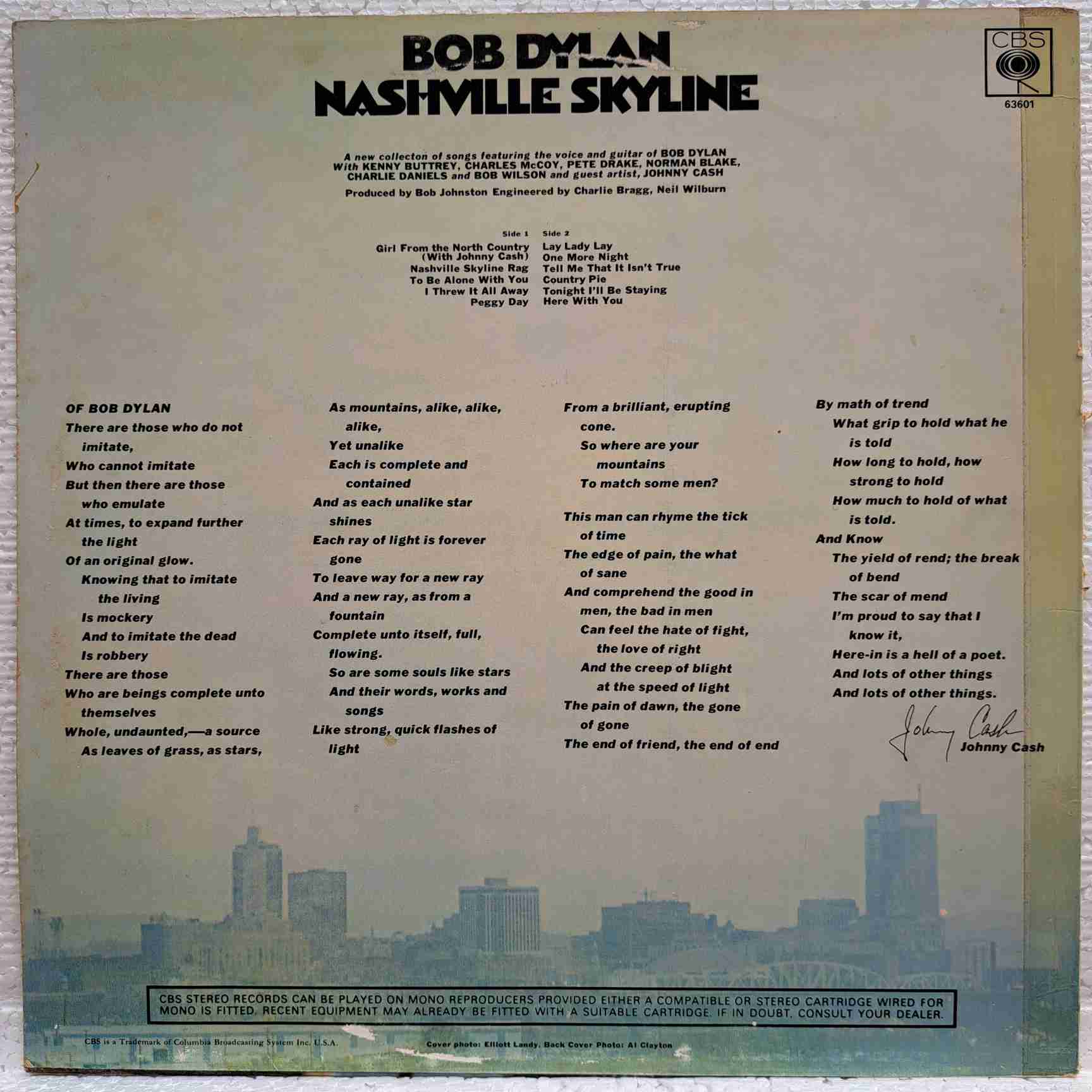 Bob Dylan – Nashville Skyline - Disc VINIL LP VG+ - imagine 3