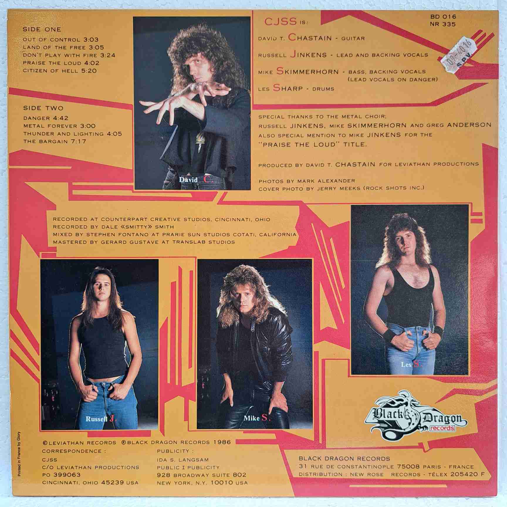 CJSS, David T. Chastain – Praise The Loud - Disc VINIL LP EX - imagine 2