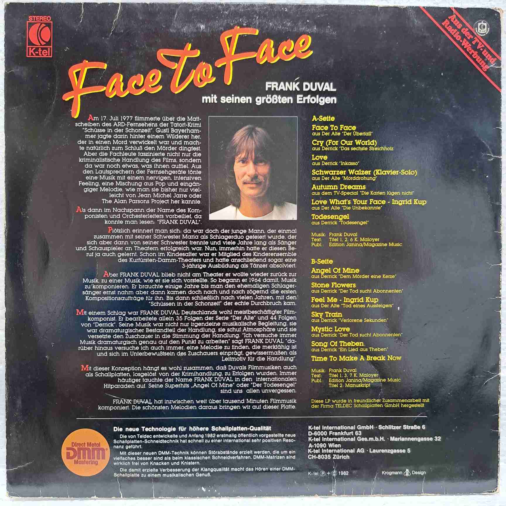 Frank Duval – Face To Face - Disc VINIL LP VG - imagine 3