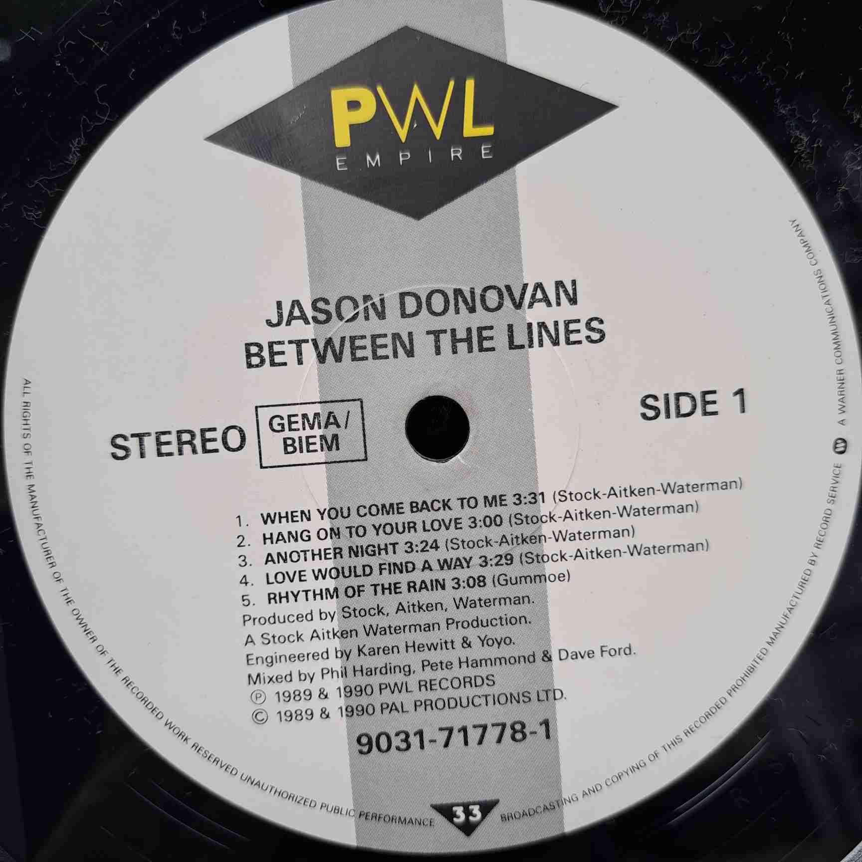 Jason Donovan – Between The Lines - Disc VINIL LP VG+ - imagine 2