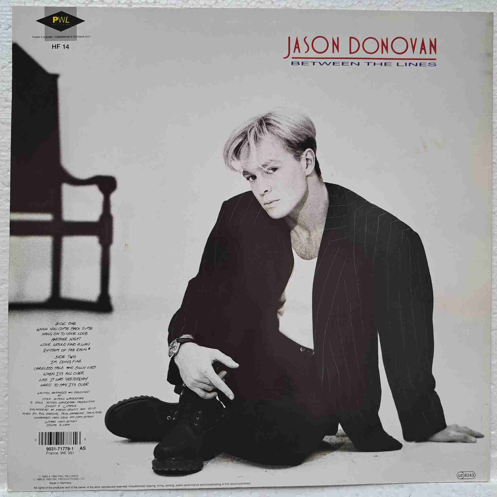 Jason Donovan – Between The Lines - Disc VINIL LP VG+ - imagine 3