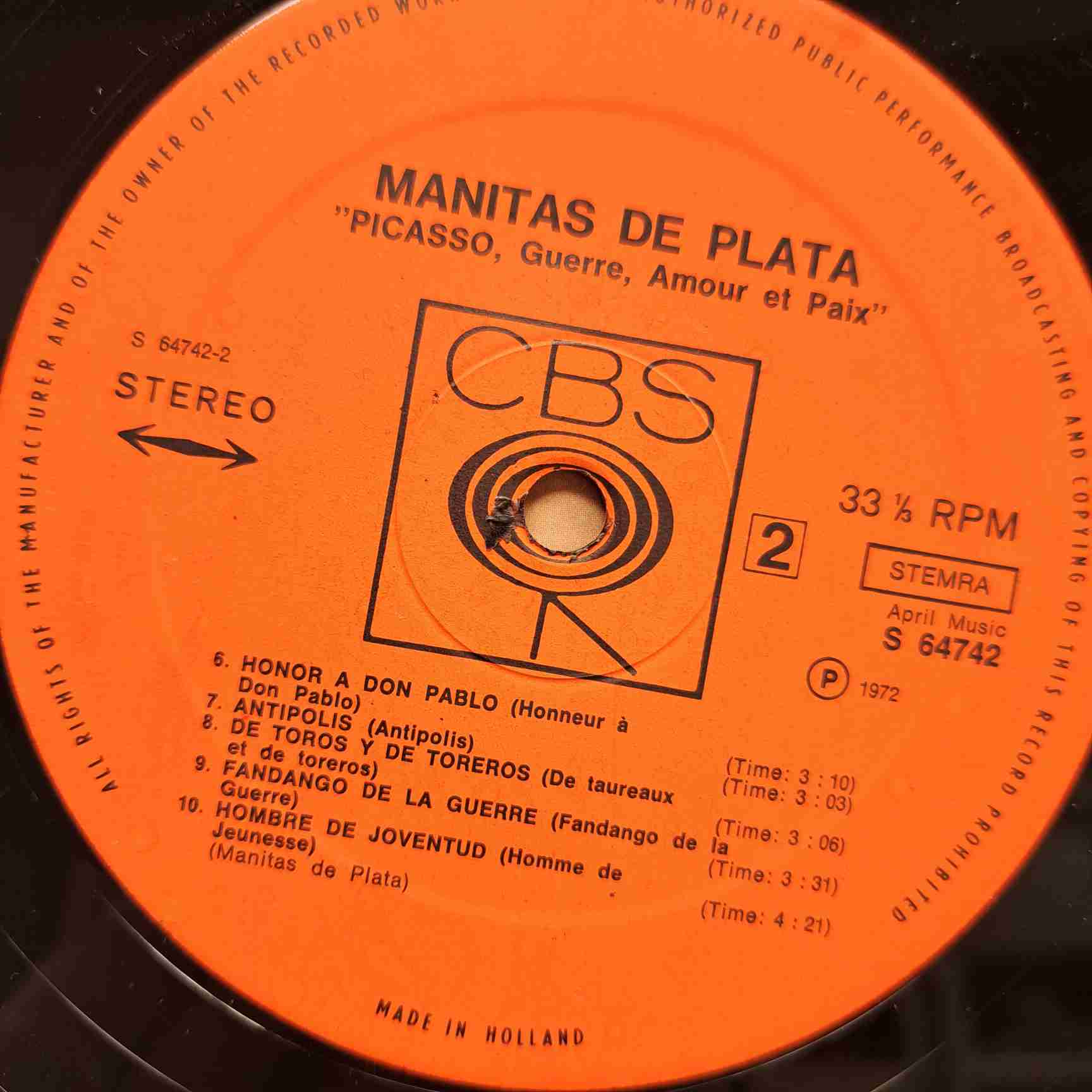 Manitas De Plata – Picasso Guerre Amour Et Paix - Disc VINIL LP VG+ - imagine 2