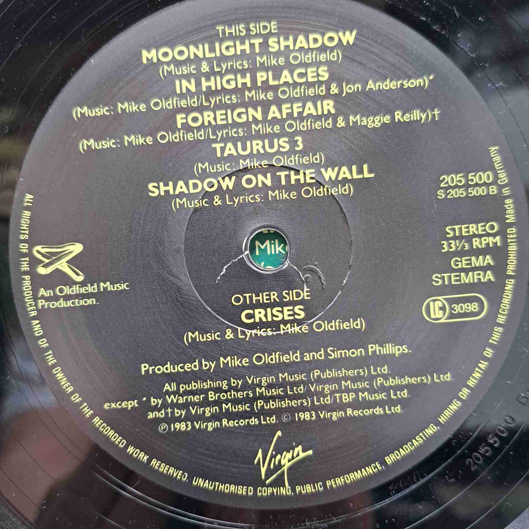 Mike Oldfield – Crises - Disc VINIL LP VG VG+ - imagine 2