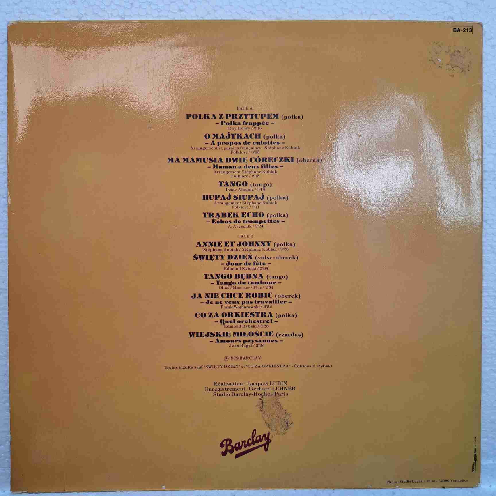 Stéphane Kubiak Et Son Orchestre – Jour De Fête - Disc VINIL LP VG+ - imagine 3