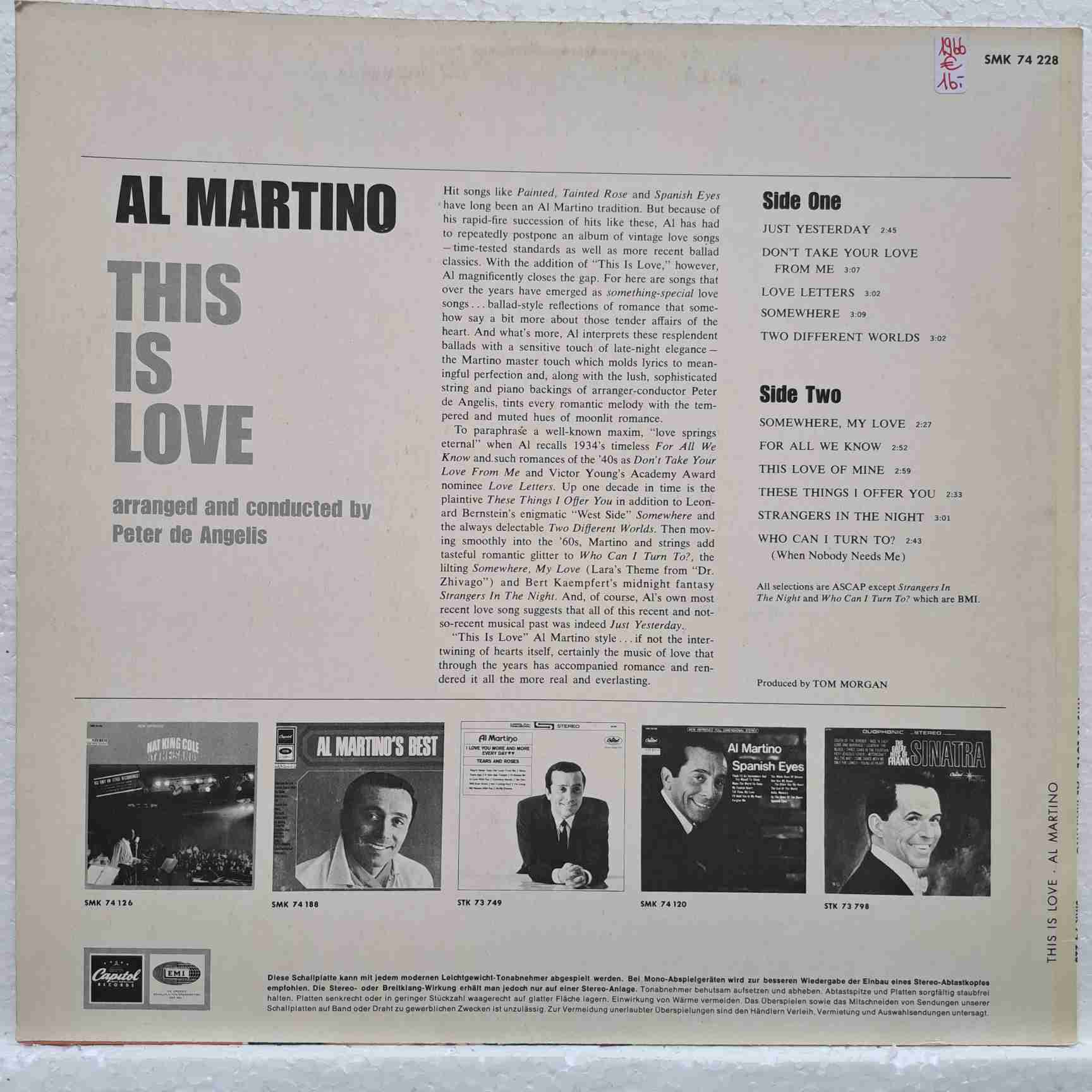 Al Martino – This Is Love - Disc VINIL LP VG VG+ US - imagine 3