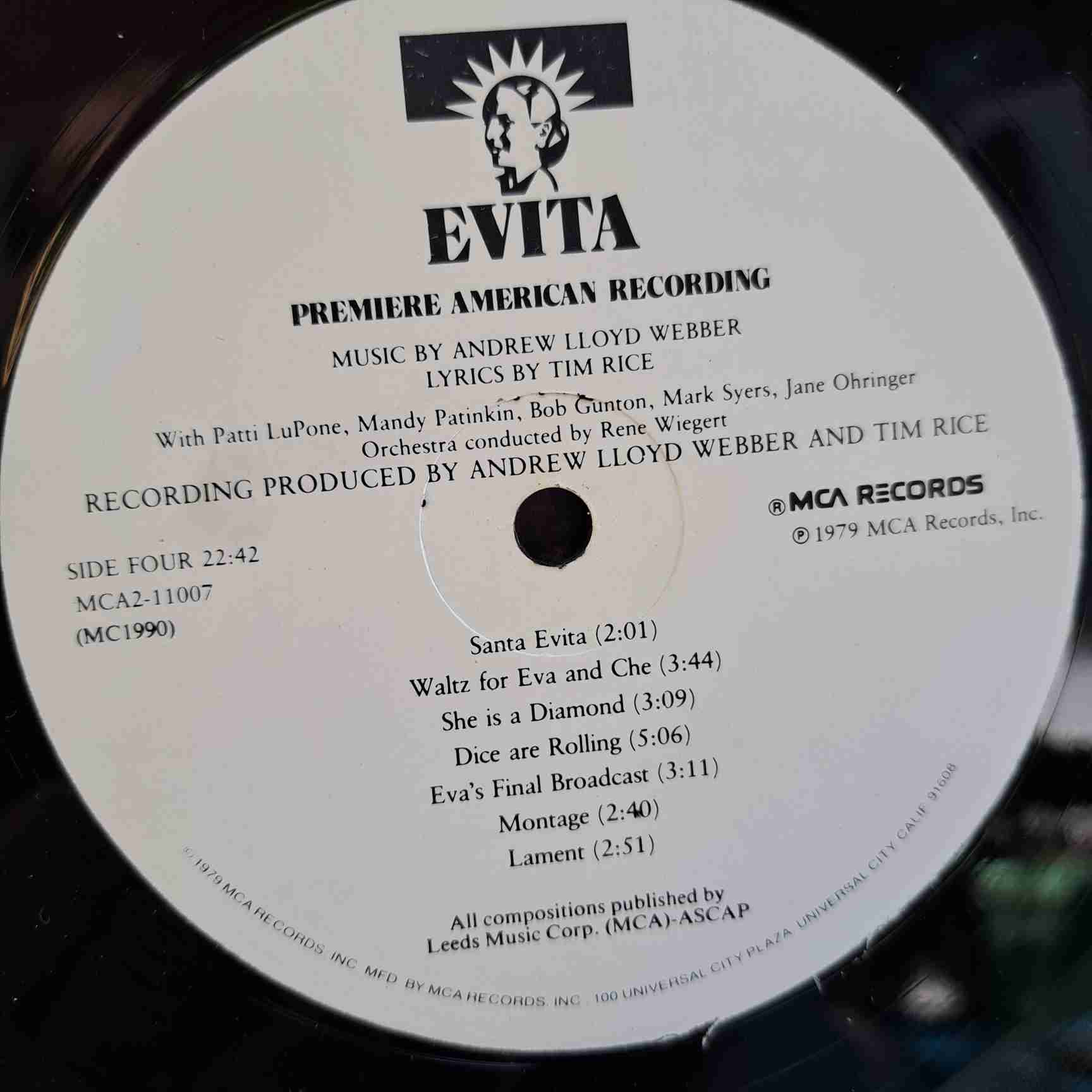 Andrew Lloyd Webber And Tim Rice – Evita: Premiere American Recording - Disc VINIL 2LP VG+ - imagine 2