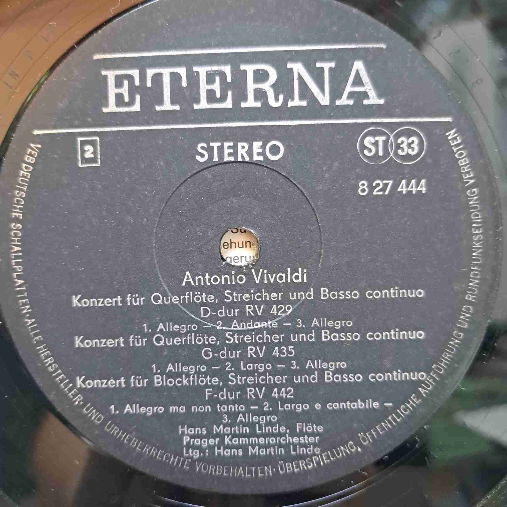 Antonio Vivaldi, Hans Martin Linde, Prager Kammerorchester – Concerti Per Flauto - Disc VINIL LP VG VG+ - imagine 2