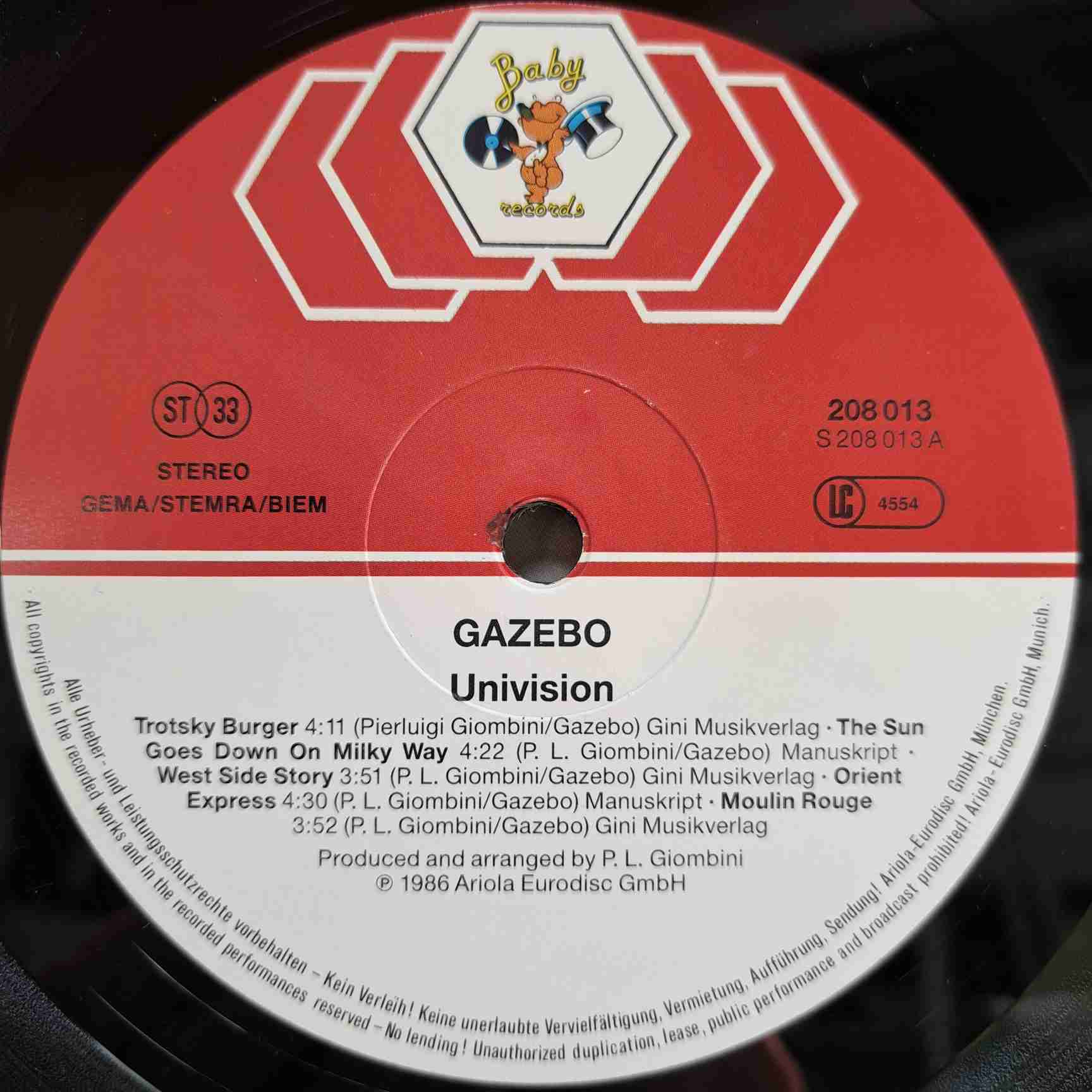 Gazebo – Univision - Disc VINIL LP VG+ - imagine 2
