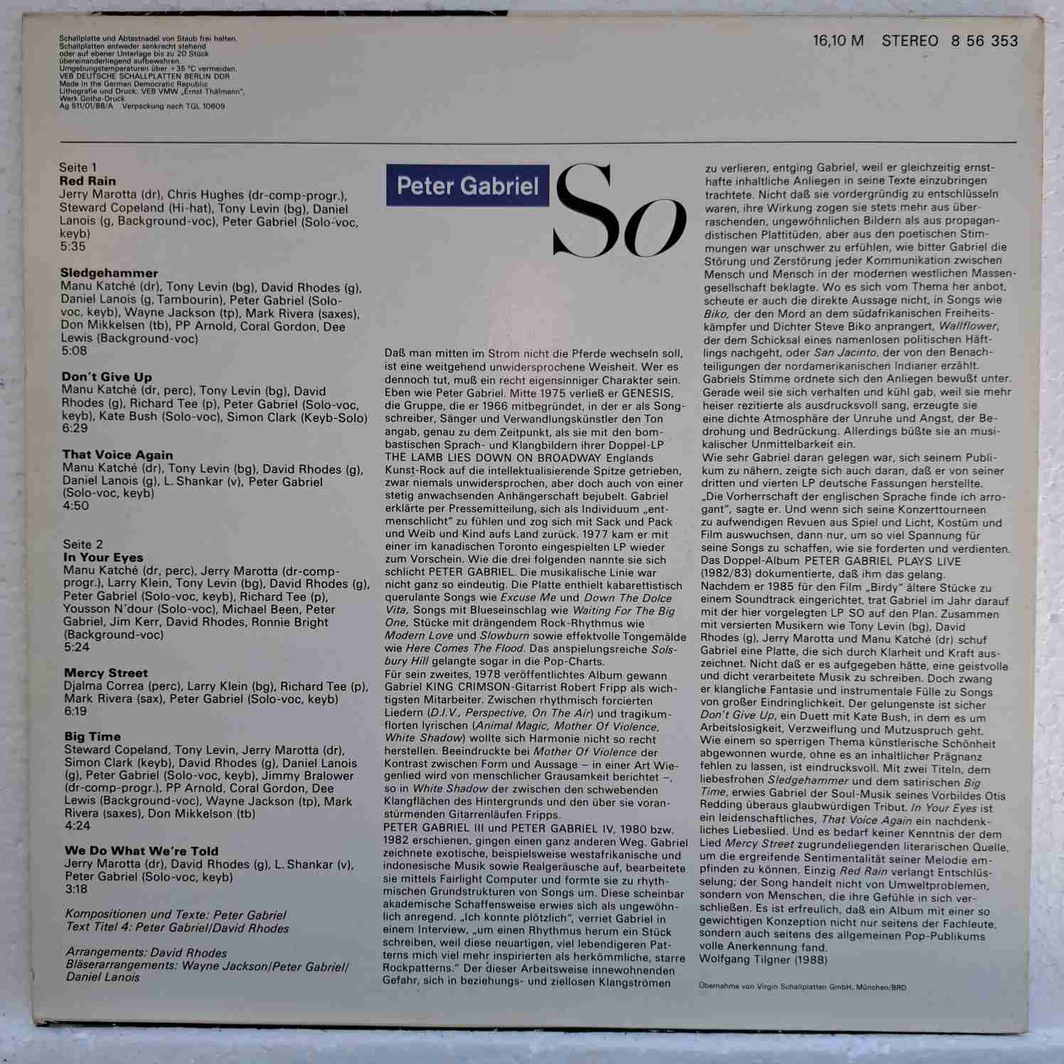 Peter Gabriel – So - Disc VINIL LP VG VG+ - imagine 3