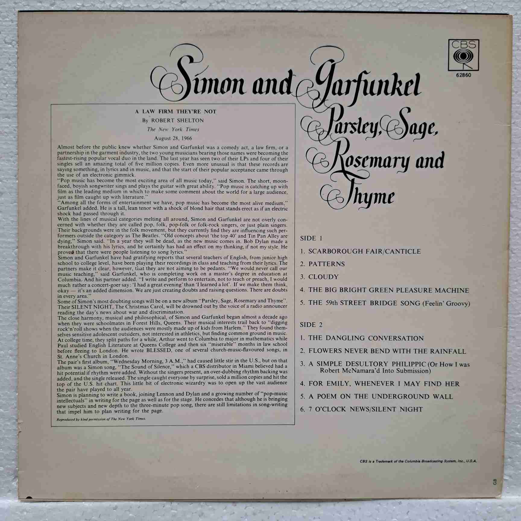 Simon And Garfunkel – Parsley, Sage, Rosemary And Thyme - Disc VINIL LP VG VG+ UK - imagine 3