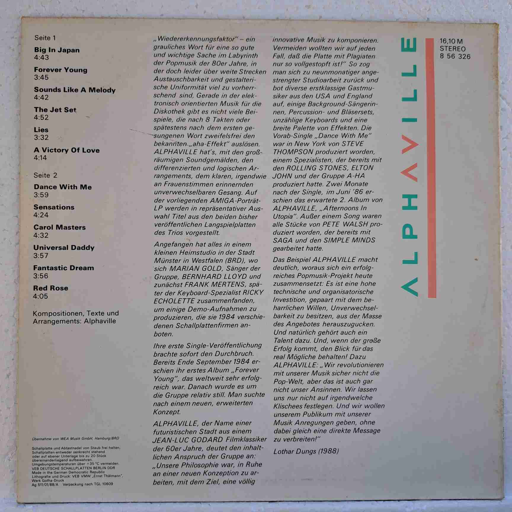 Alphaville – Alphaville - Disc VINIL LP VG+ - imagine 3