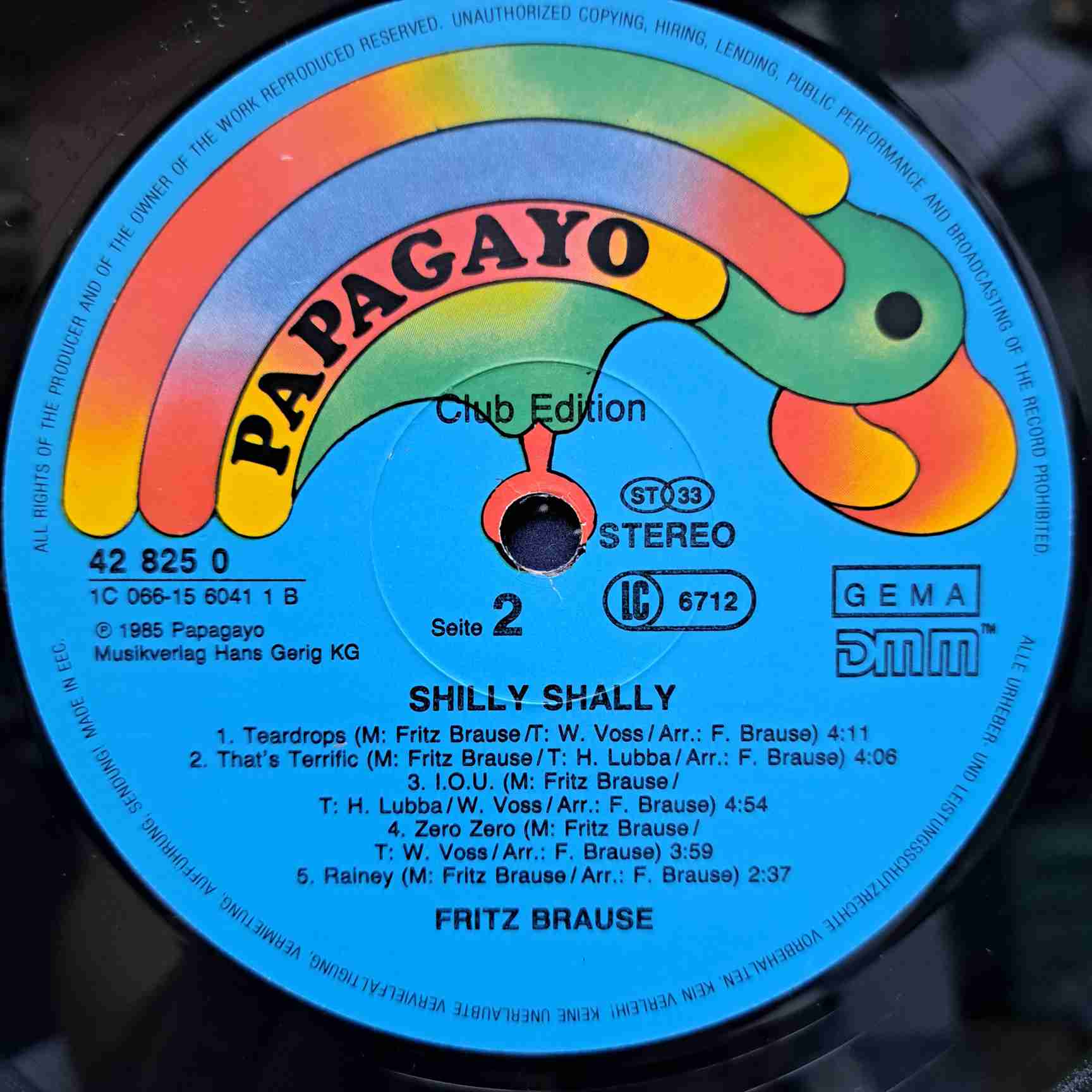 Fritz Brause – Shilly Shally - Disc VINIL LP VG+ - imagine 2