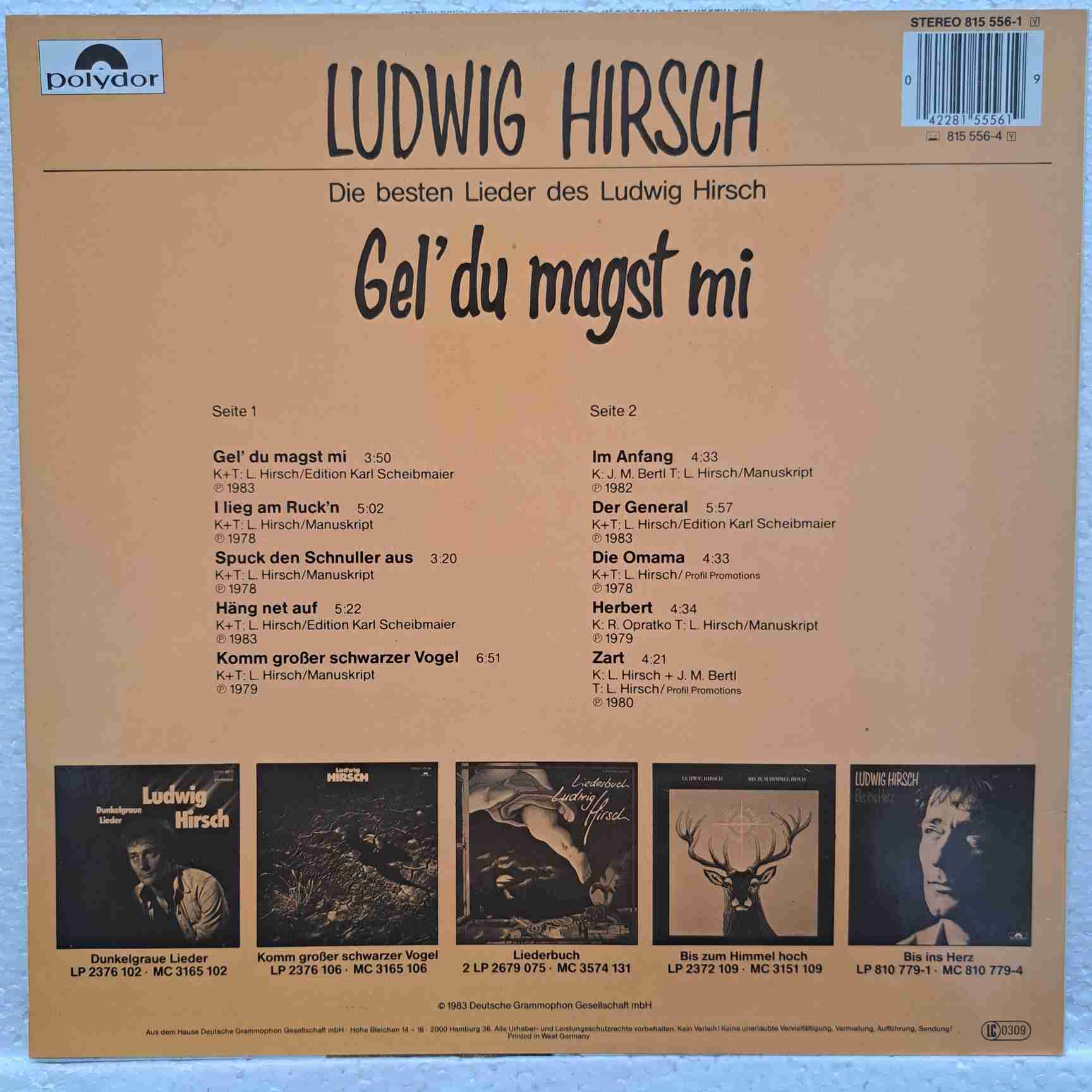 Ludwig Hirsch – Gel' Du Magst Mi - Disc Vinil LP EX - imagine 3