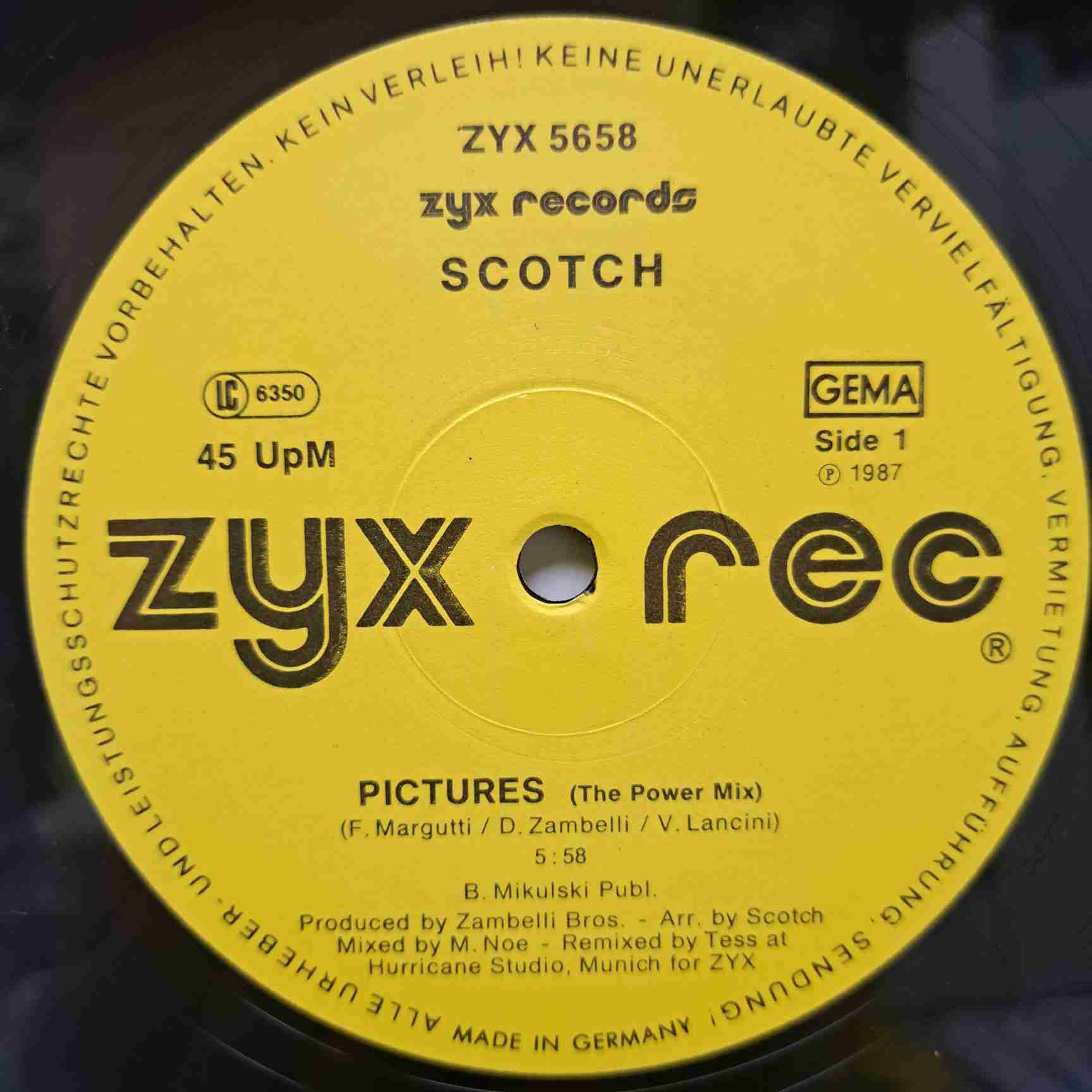 Scotch – Pictures (The Power Mix) - Disc Vinil MAXI 45 RPM EX - imagine 2