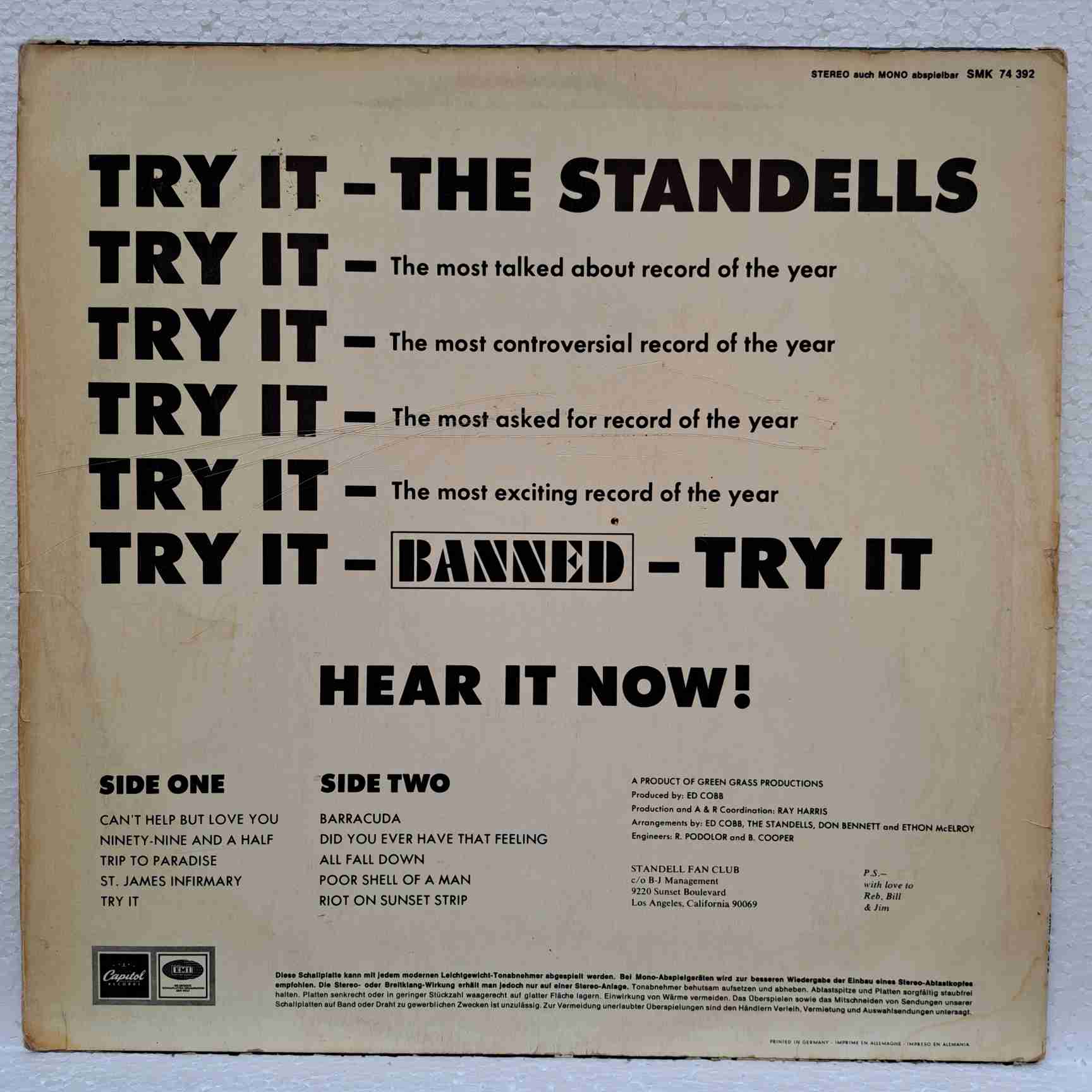 The Standells – Try It - Disc Vinil LP VG+ - imagine 3