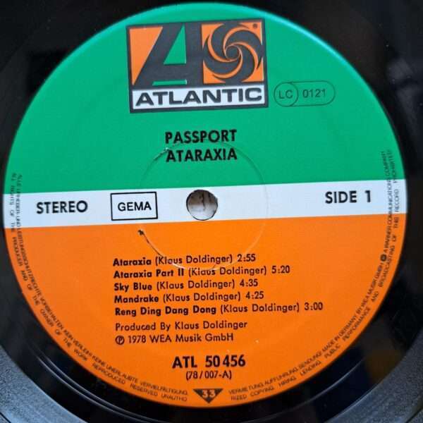 Passport – Ataraxia – Disc Vinil LP EX - imagine 2