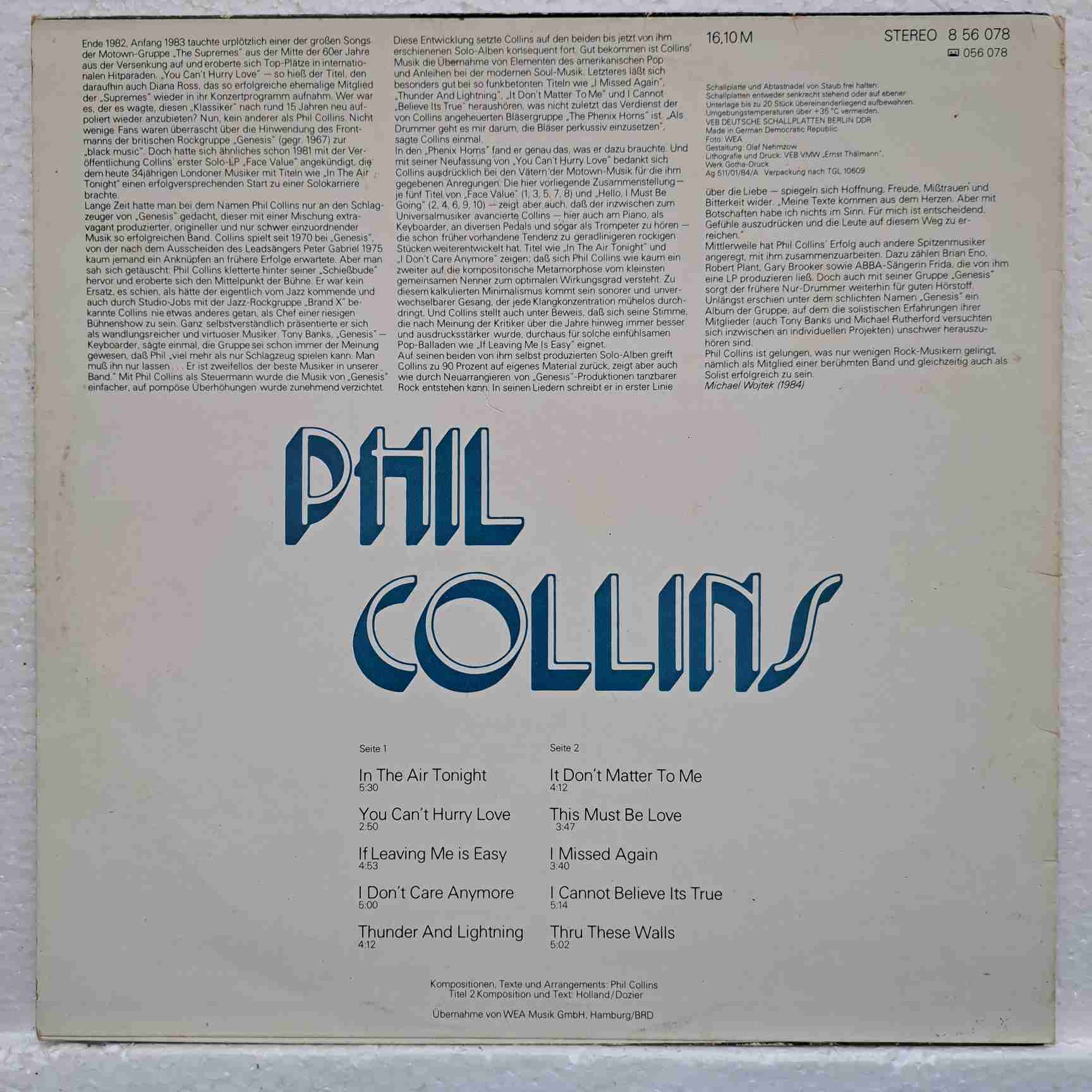 Phil Collins – Phil Collins - Disc Vinil LP VG - imagine 3
